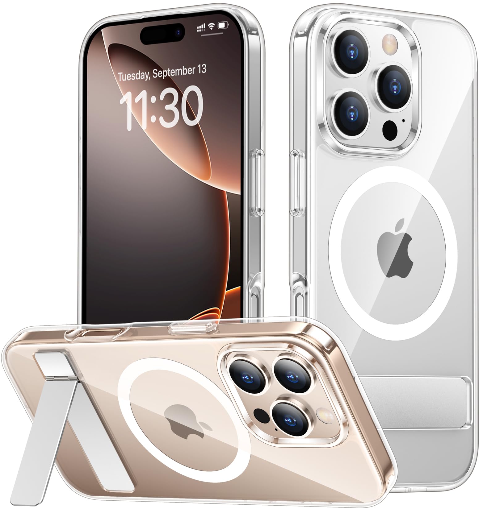 SPIDERCASE for iPhone 16 Pro Case,with Stand,Clear | Magnetic [3 Stand Ways] Invisible Kickstand [Military Grade Drop Protection] Shockproof Slim Case for iPhone 16 Pro