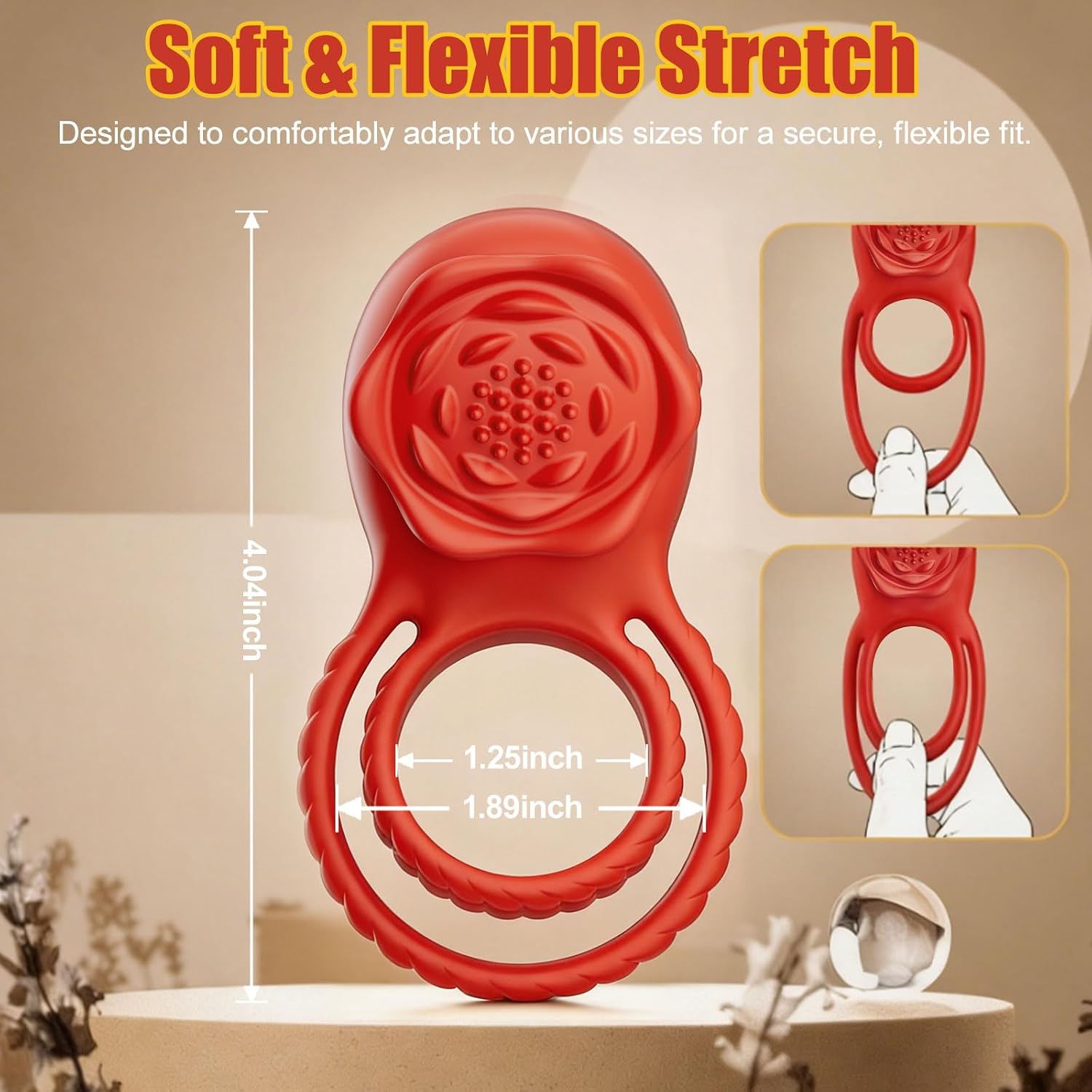 Vibrating Cock Ring Penis Sleeve with Rose Sex Toys, APP Control Penis Ring Vibrator Couples Adult Sex Toys for Men Women, 9 Vibrations Clitoris Vibrator