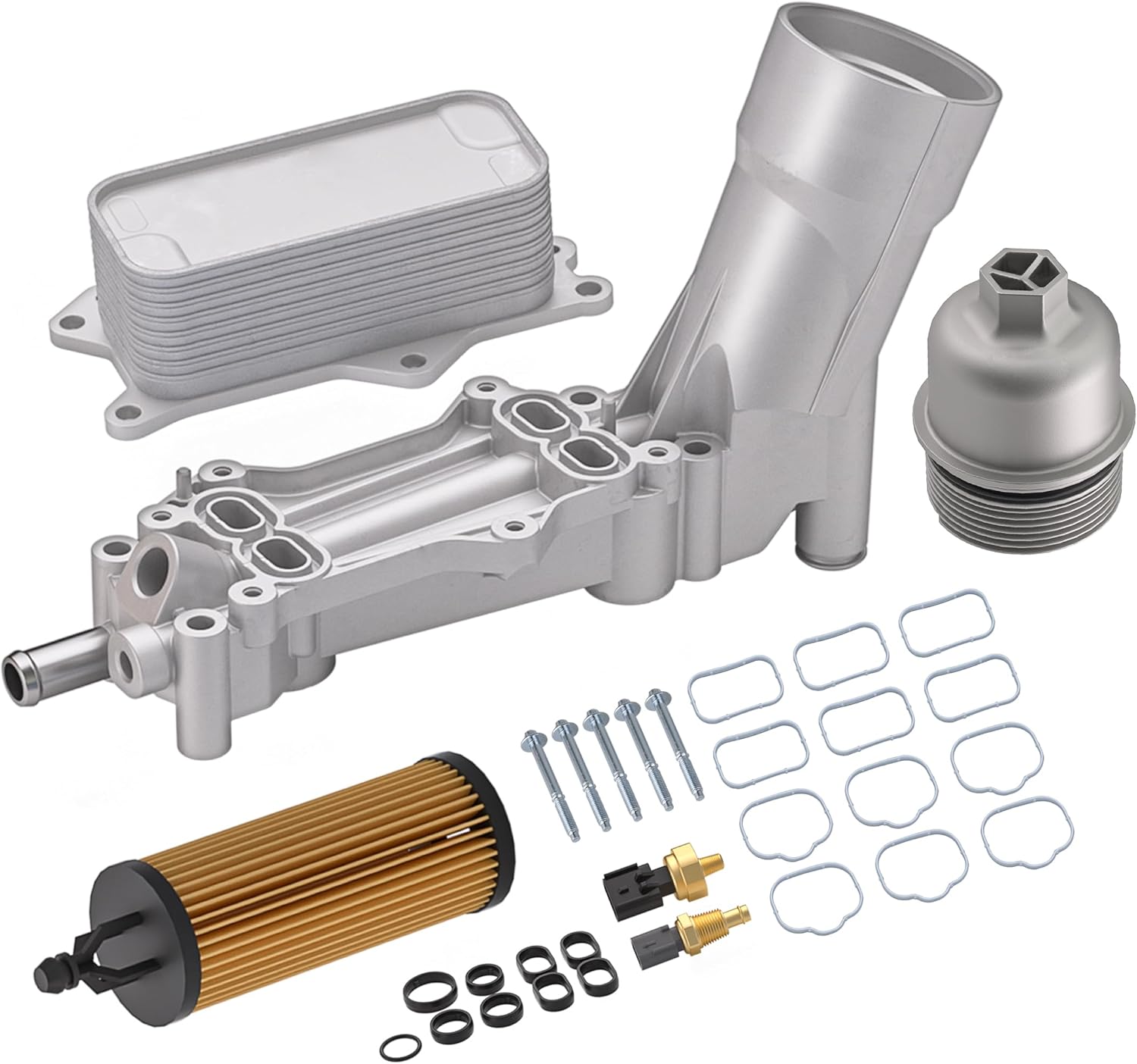 926-959 Upgraded Aluminum Engine Oil Cooler Fit for 2011-2016 Chrysler 200/300/Town&Country, Oil Filter Housing for Dodge Challenger, Wrangler/Grand Cherokee, Ram ProMaster, for 68105583AF 926-876