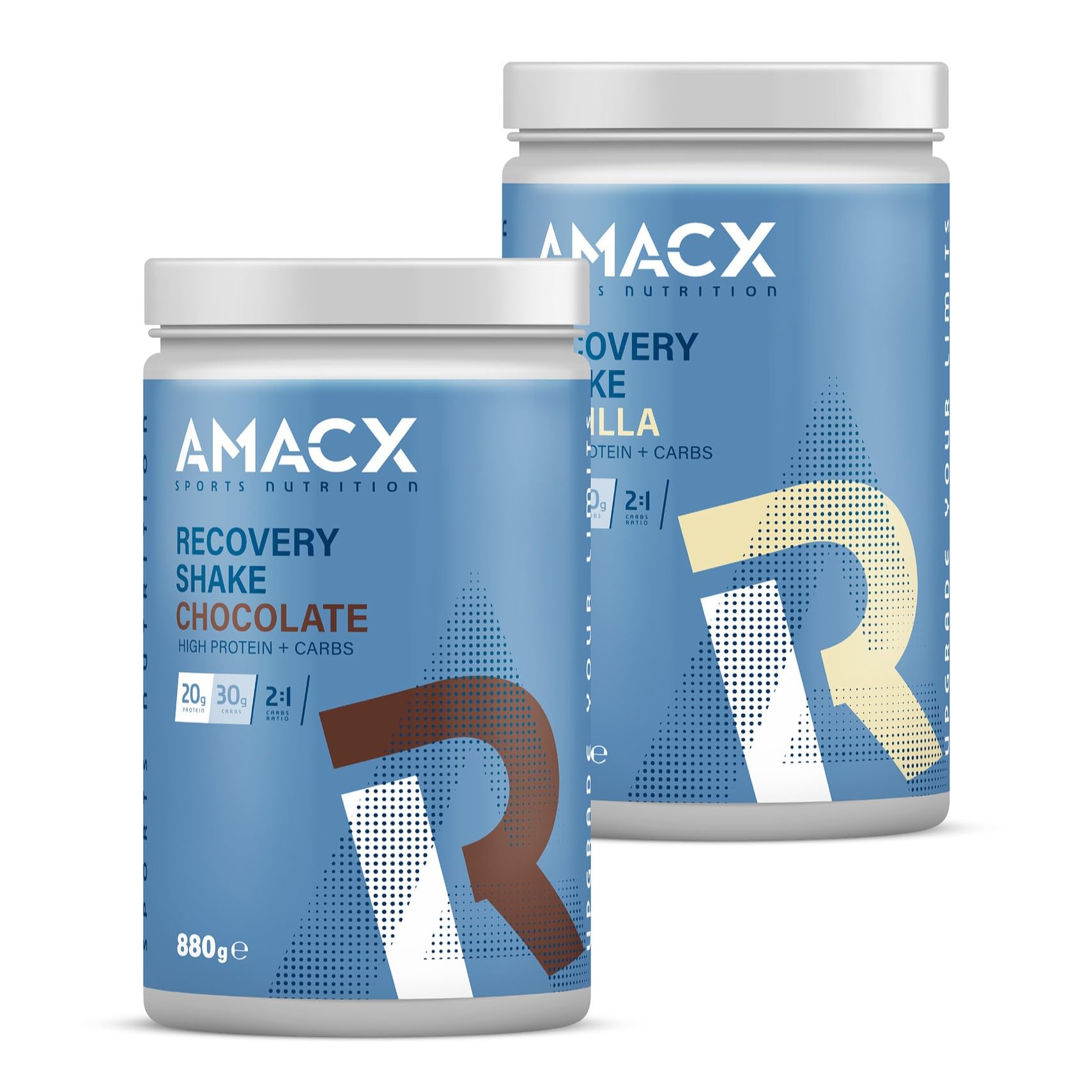 AMACX Recovery Proteina en Polvo – 880g – Proteinas Whey para una Óptima Recuperación Muscular – Alto contenido en Carbohidratos y Whey Protein – Vainilla