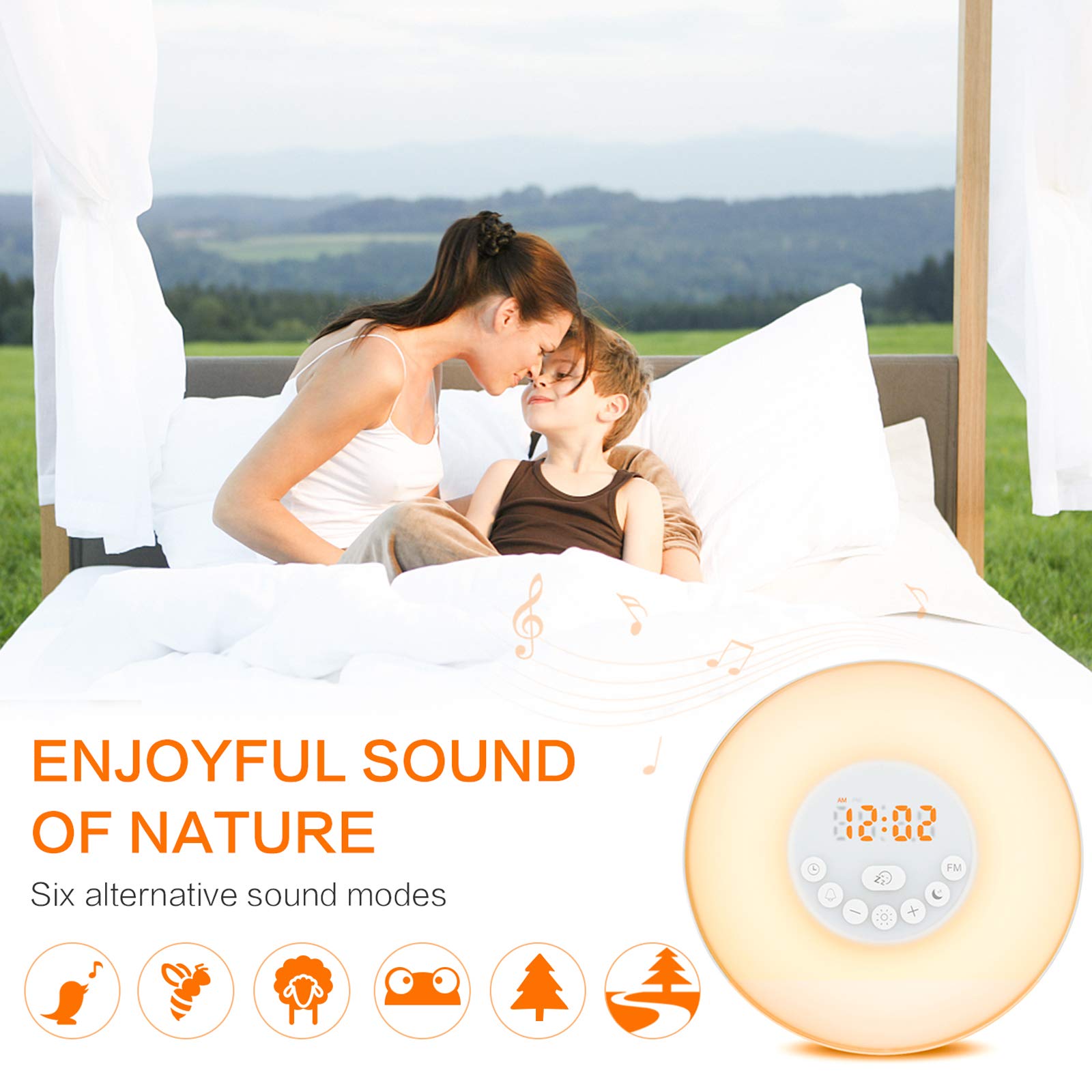 Buy Sonata Sunrise/Sunset Simulation Dual Alarms Wake Up Light Alarm Clock 7 Color Atmosphere Lamp FM Radio 7 Natural Sounds And Snooze Function For Kids Adults Bedrooms Online At Low Prices In