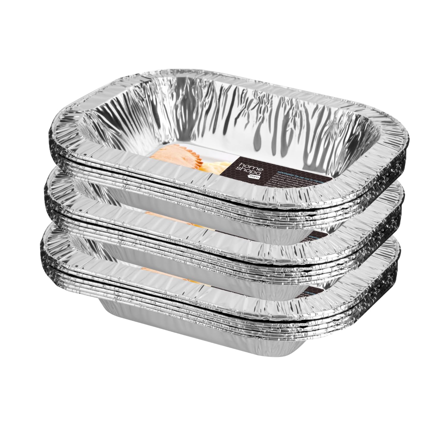 HOMESHOPA Oblong Aluminium Foil Pie Dish, 18 Pack Disposable Rolled Edge Trays, Durable Air Fryer Cooking Baking Tin, Fruit Tart, Quiche, Food Storage Containers, Oven & Freezer Safe