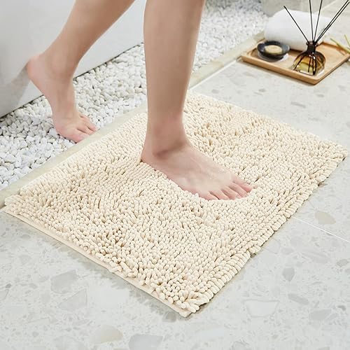 TECHMILLY Tapetes de baño de felpilla suave y esponjosa, antideslizantes, absorbentes, para baño, lavables y de secado rápido, color azul marino, 17