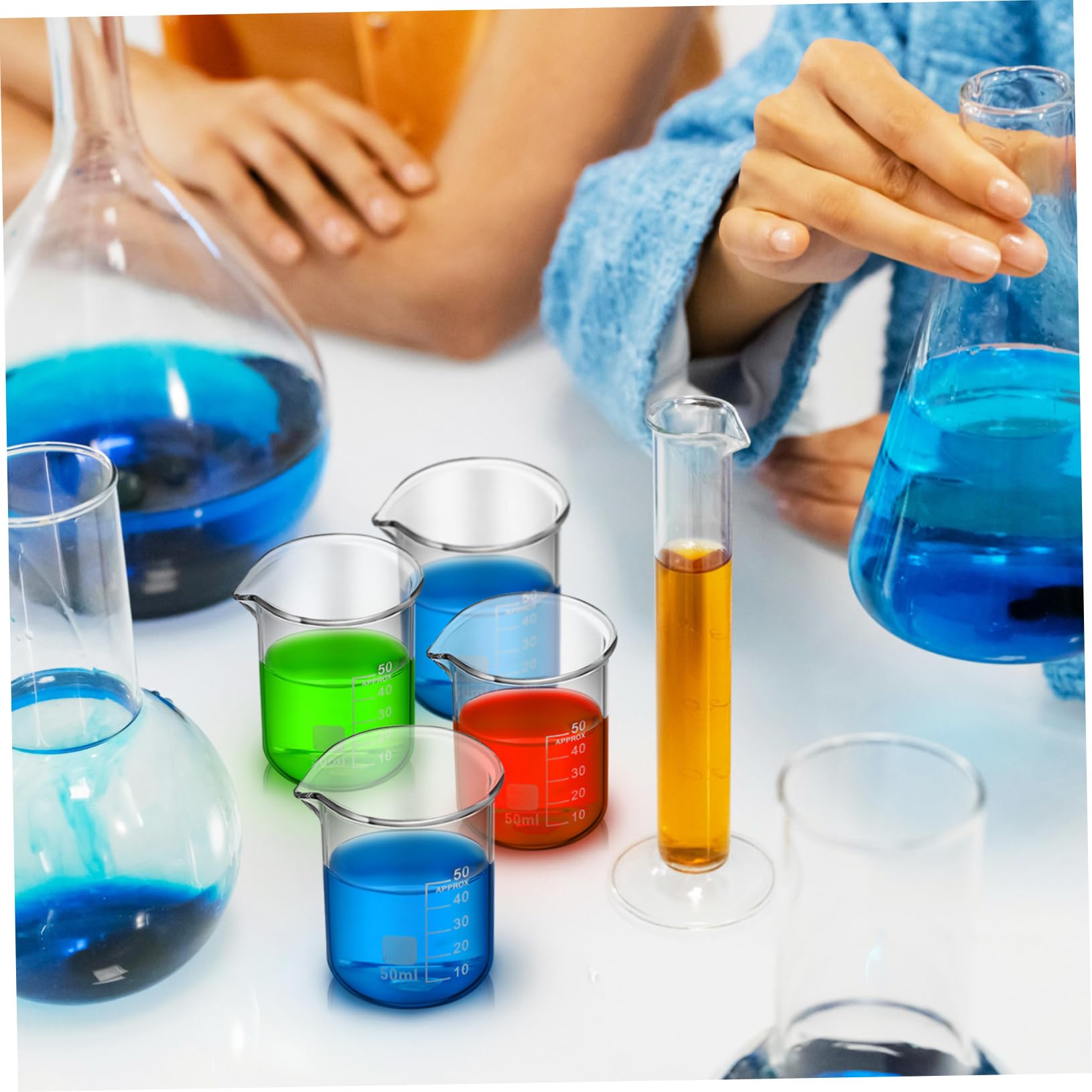 Vasos Medidores De Vidrio Transparente 50 Ml Sin Asa 20 Unidades Graduación Precisa Para Laboratorio y Experimentos Científicos