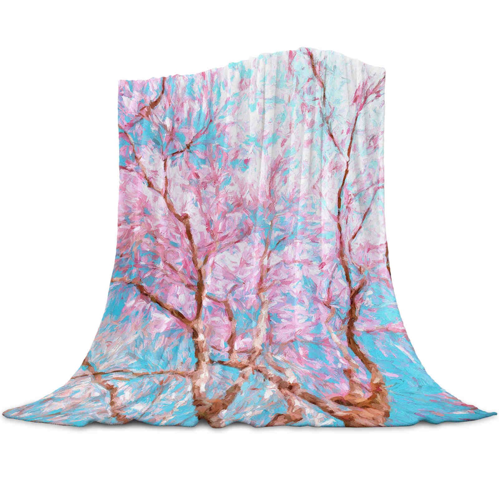 Coperte 3d Fiori di ciliegio Rosa Farfalla Albero Fiore Coperta calda Riposo per ufficio Divano Divano Copripiumino Lenzuolo Copriletto per la casa degli studenti