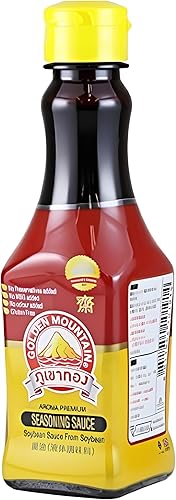 Salsa de soja Golden Mountain, tapa amarilla 200c comida tailandesa cocina nueva de Tailandia.