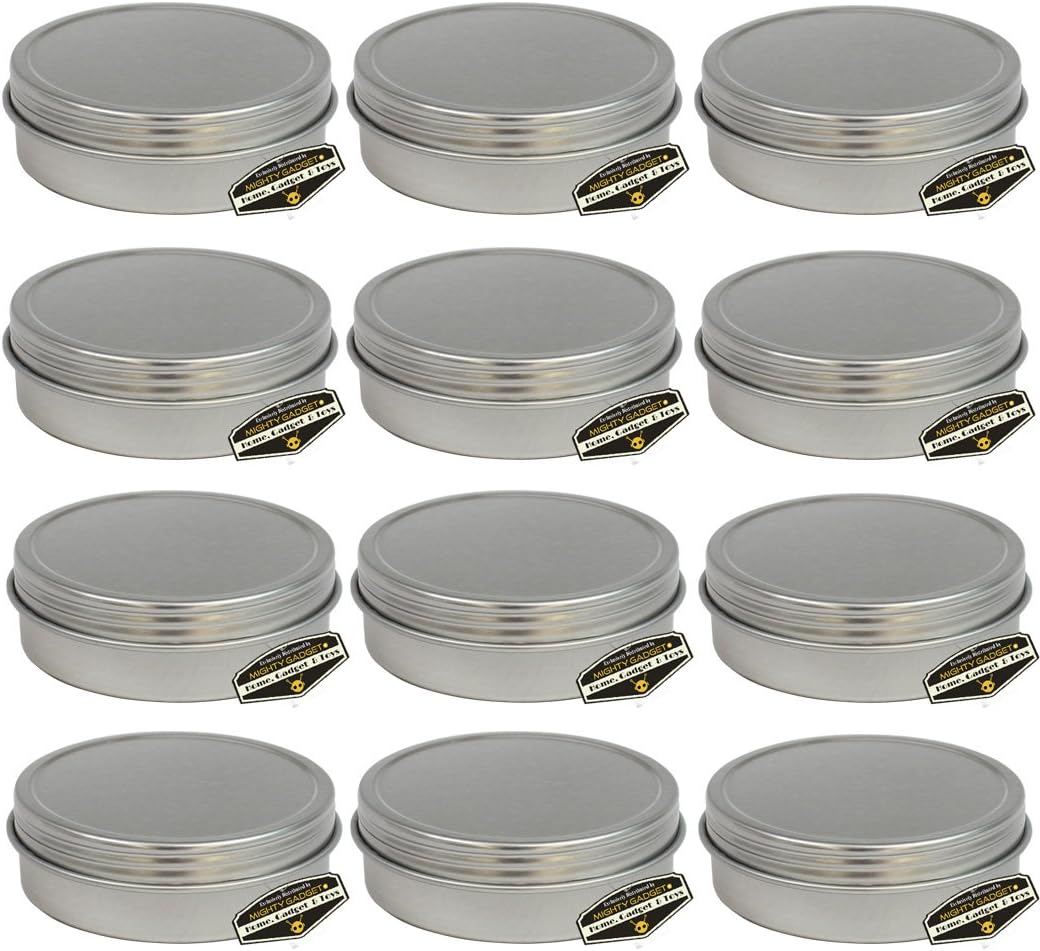 Mighty Gadget (R) 1/2 oz Mini Round Tins Screw Lid Container (12 pack)