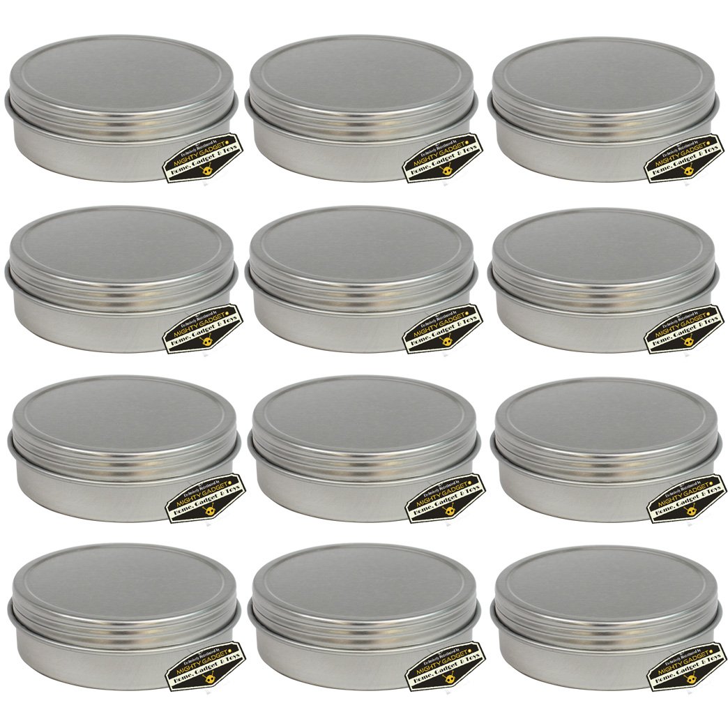 Mighty Gadget (R) 1/2 oz Mini Round Tins Screw Lid Container (12 pack)