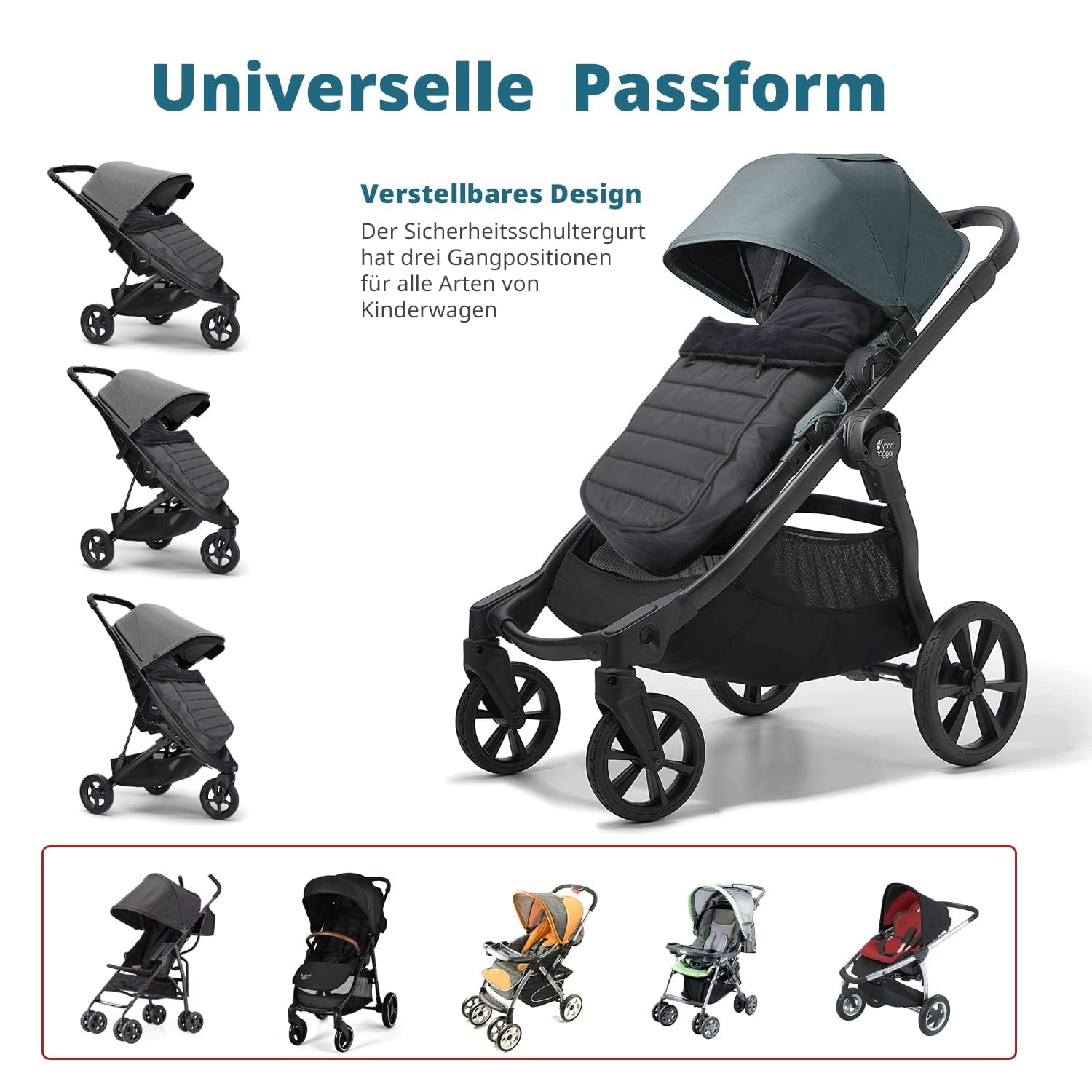 Winter Foot Muff Baby Foot Muff for Pushchair Buggy Padded Foot Muff Winter Foot Muff Zip Washable for Baby Seat Pushchair & Buggy - Image 4
