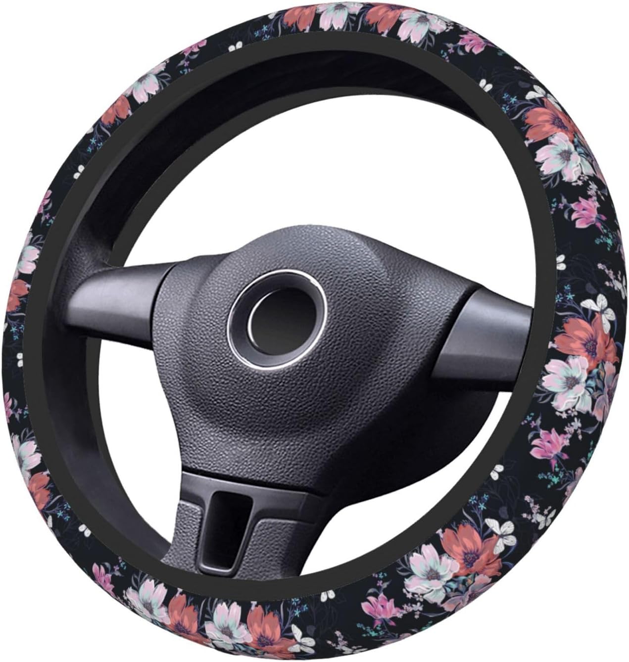 Flower Steering Wheel Cover for Women, Universal Auto Steering Wheel 14-15 Inch Car Interior Accessories with 2PCS Car Coasters, Suitable for Men and Women image 5