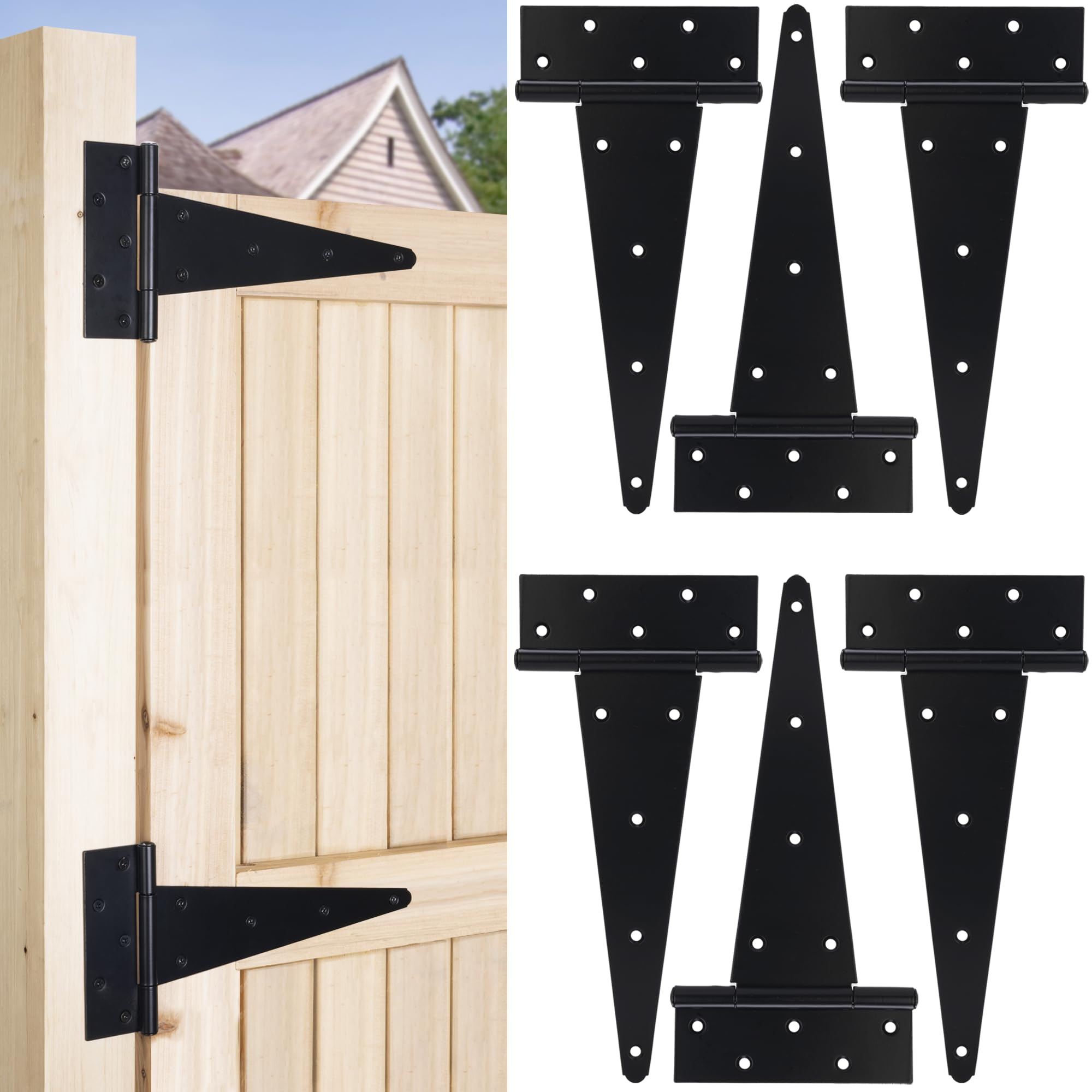 Snapklik.com : 12 Inch T-Strap Gate Hinges, Heavy Duty Shed Barn Door