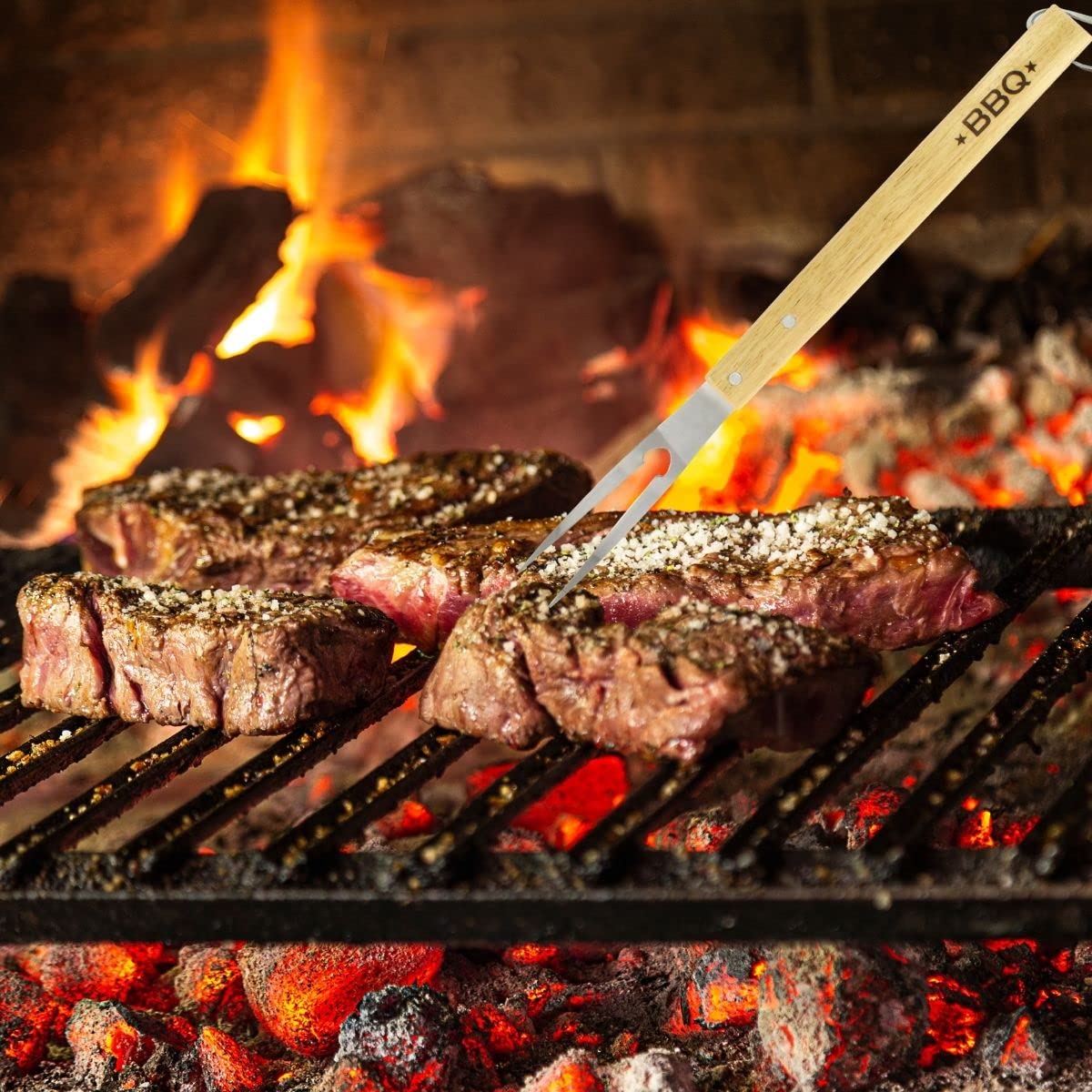 Fourchette à Viande Professionnelle FACKELMANN - Pour Steaks, Rôtis Et Barbecue, Acier Inoxydable, 30 Cm