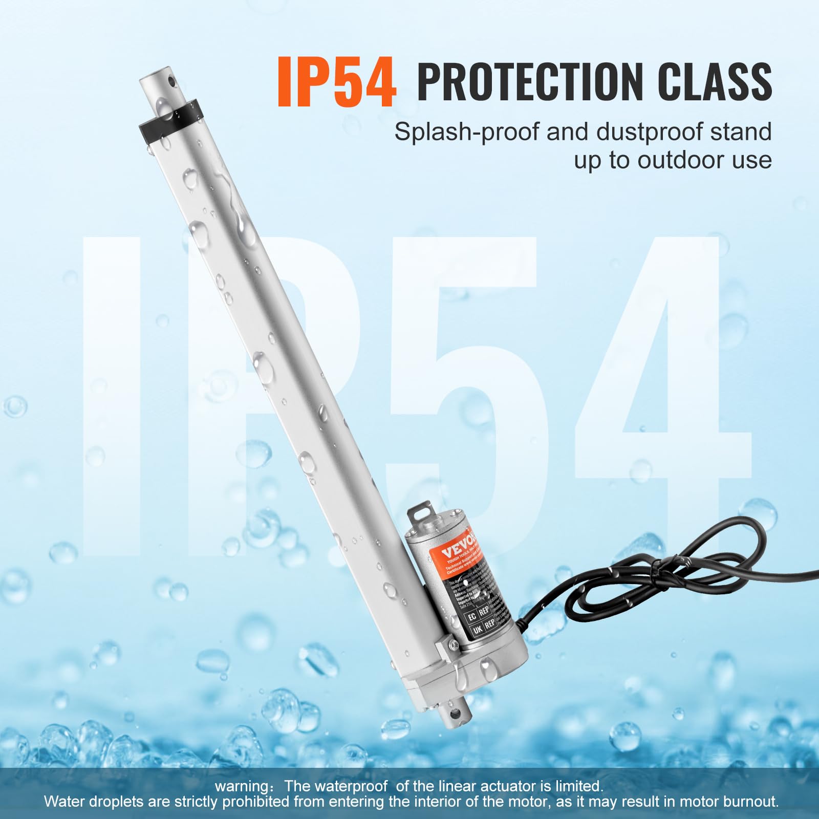 VEVOR Actuador Lineal 12 V 300 mm 330 lbs 1500 N 5 mm/s IP54
