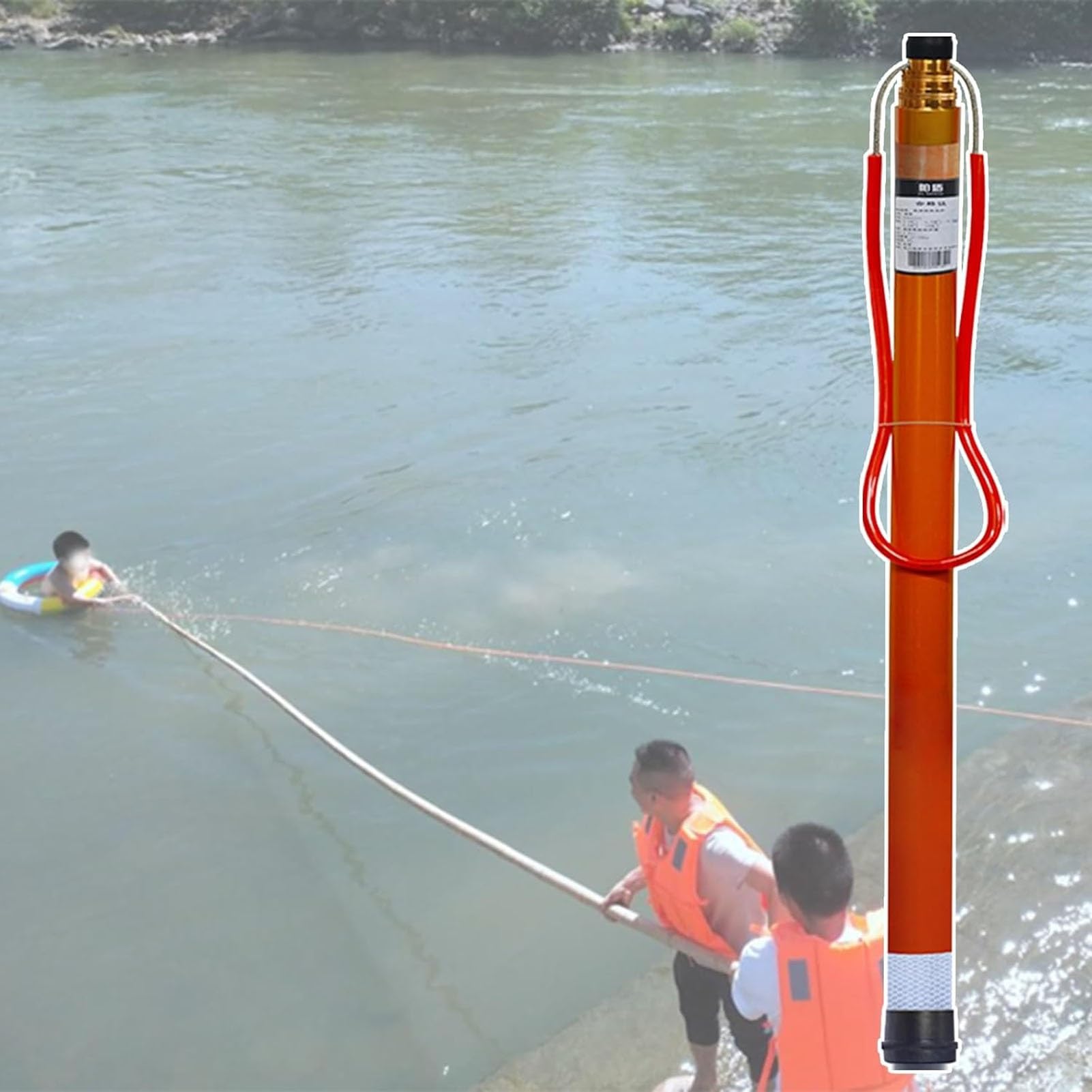 Bâton de sauvetage d'urgence pour sécuriser la baignade en parc aquatique