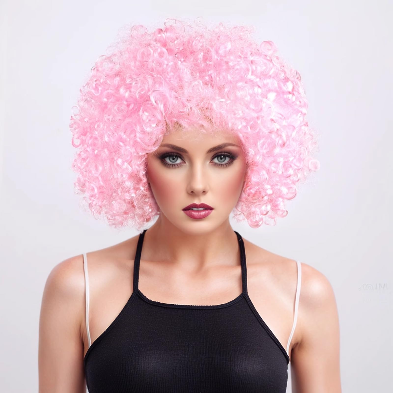MUNSKT Pack of 1 Pink Afro Wig,Fancy Dress Accessory,Funky Large Curly Hair 70's Disco Costume,Perfect for Fancy Dress Men and Women - Image 4