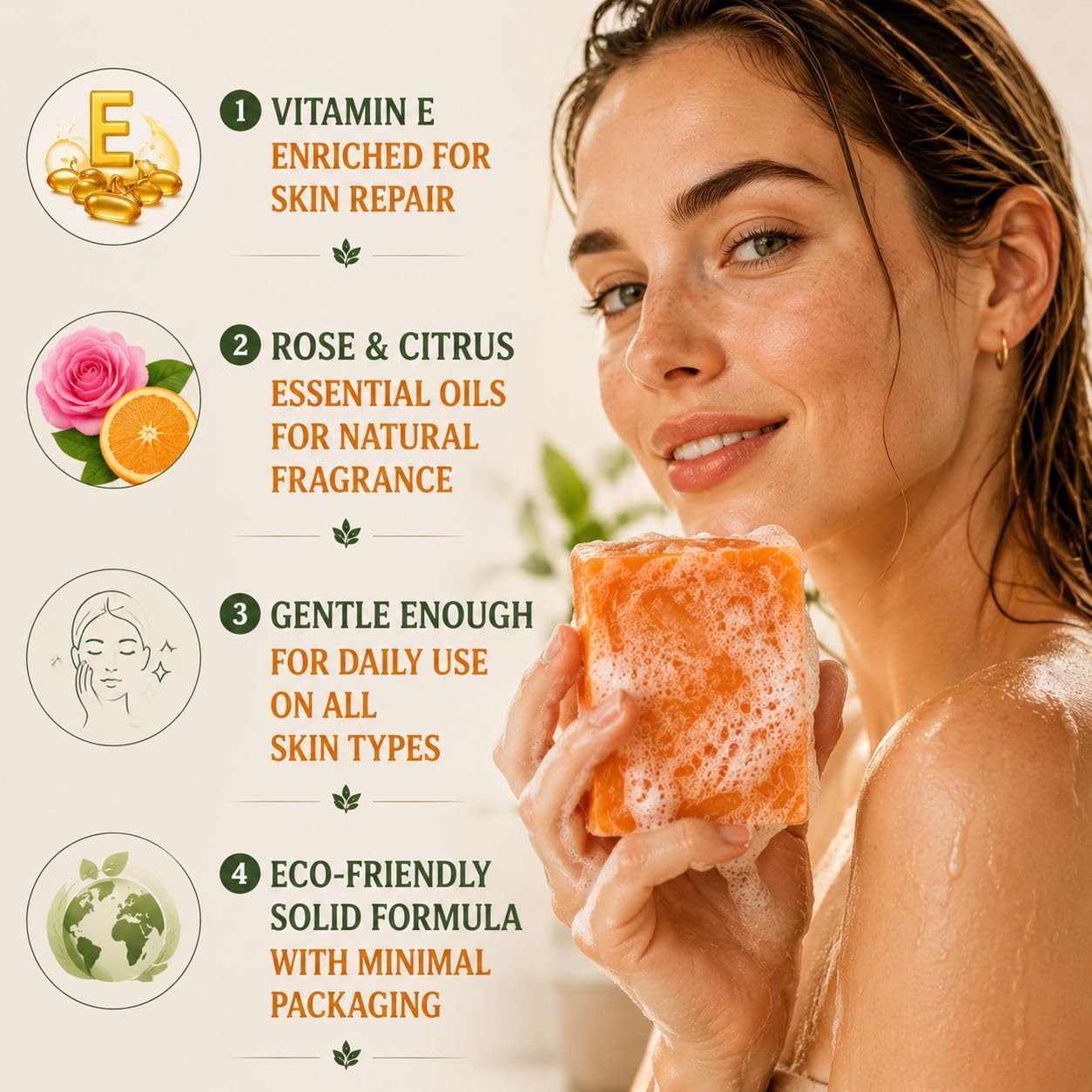 2026 nowe mydło Fresh Persimmon w kostce, naturalny baton oczyszczający z ekstraktami roślinnymi, mydło o zapachu drzewiastych cytrusów, nawilżający płyn do mycia skóry dojrzałej, codzienna kontrola