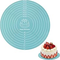 Classicseali 11.8 Inch Round Silicone Baking Mat - Non-Stick Heat-Resistant Pastry Dough Rolling Mat with Measurements, Blue