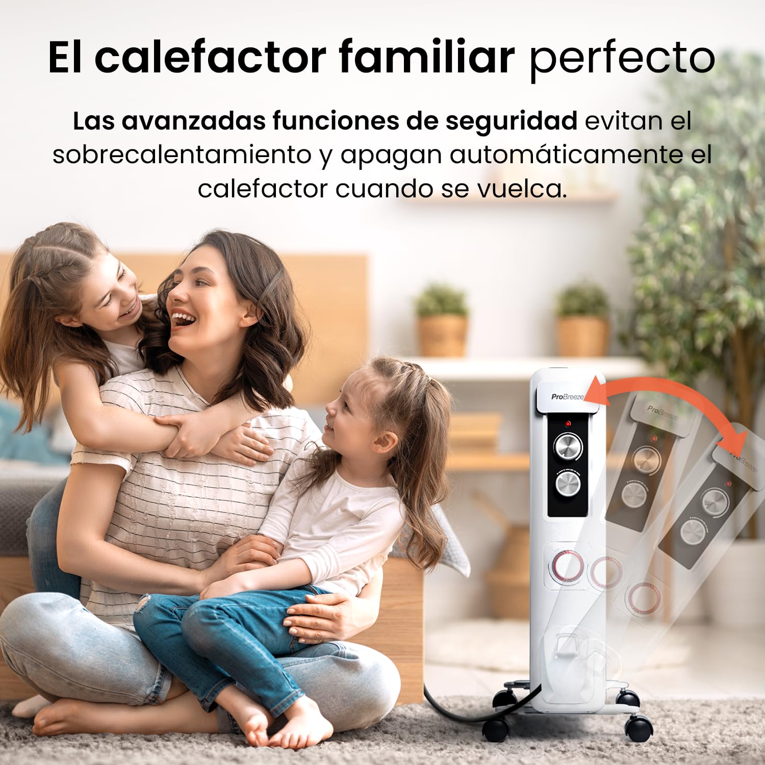 Pro Breeze Radiador Electrico Bajo Consumo de Aceite. Temporizador, 3 Modos de Calor 2000W, 1200W y 800W. Opción Termostato. Sistema seguridad Apagado Automático - Radiador Aceite