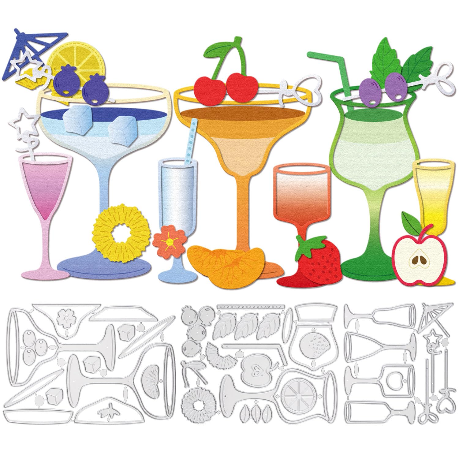 Matrices de découpe d'été GLOBLELAND en métal pour scrapbooking avec motifs fruits et fleurs
