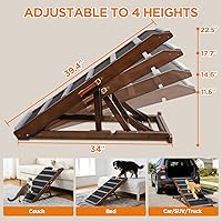 Vista 4 de Rampa para mascotas, rampa para perros para sofá cama (200 lb-nogal)