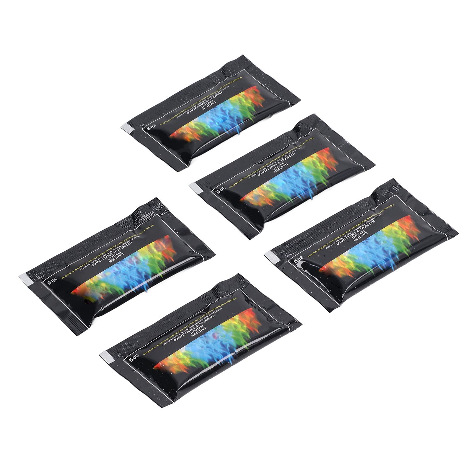 5 Pack Energetic Flames Cosmic Fire Paint Pack Camping Accessories, Long Lasting Pulsating Flame Exchanger Powder for Campfire, with 30G Specification for 30-35 Minute Duration