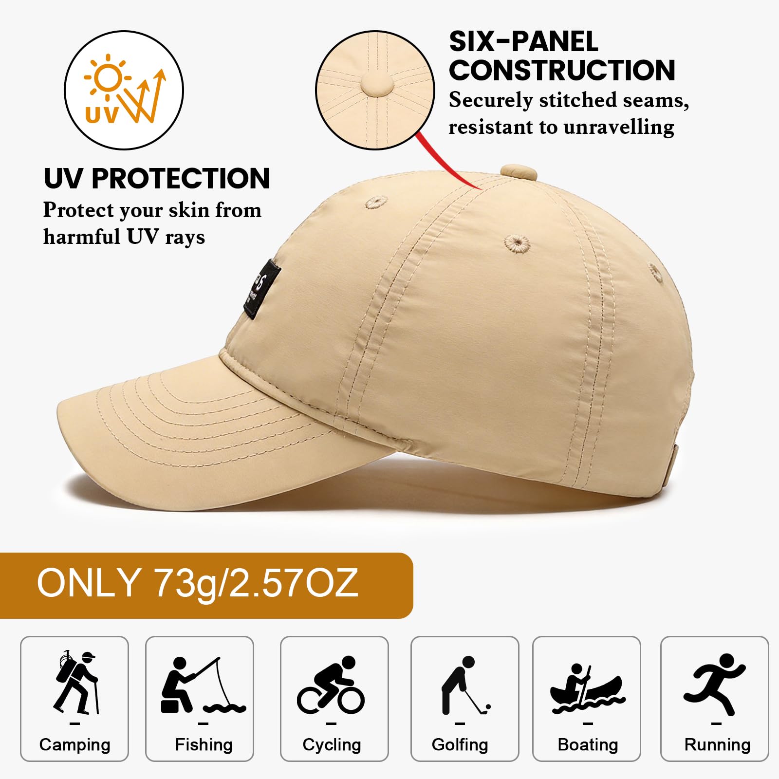 LCKEBT 2 Packs Gorras Verano Running Hombre Impermeable, Gorra de Béisbol Secado Rápido Protección Solar, Sombrero de Sol de Transpirable Ligeras Plegable para Senderismo Pesca Jungla — view 2