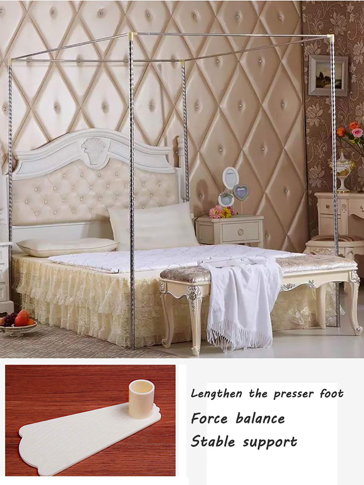Baldachim do sypialni, 4 zasłony narożne, podwójnie szyfrowana moskitiera do łóżka king-size i dużego łóżka Queen (wymiary: 150 × 200 × 195 cm, kolor: B) (szer. 200 × 220 × 195 cm)
