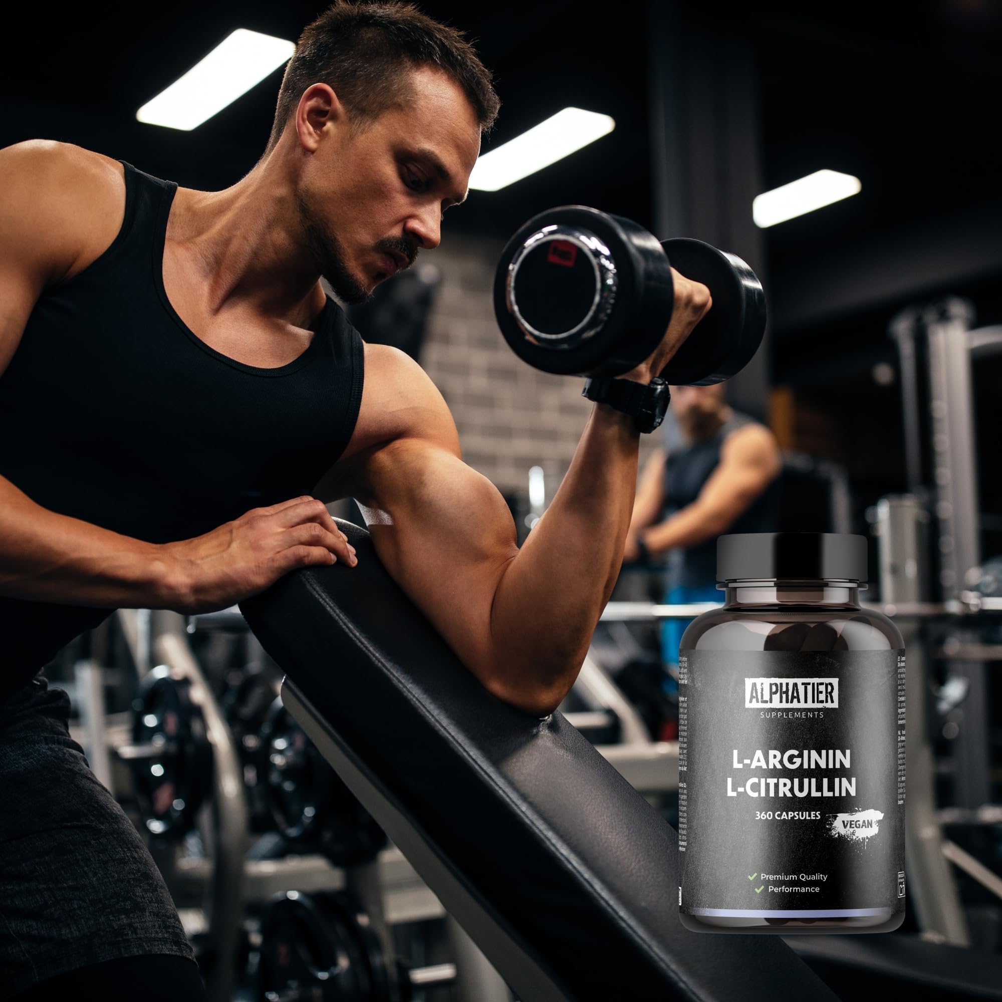 Alphatier L-Arginine L-Citrulline Capsules hautement dosées - 360 gélules végétaliennes - 3000 mg de malate de citrulline DL 2:1 + base d'arginine par portion - Qualité supérieure