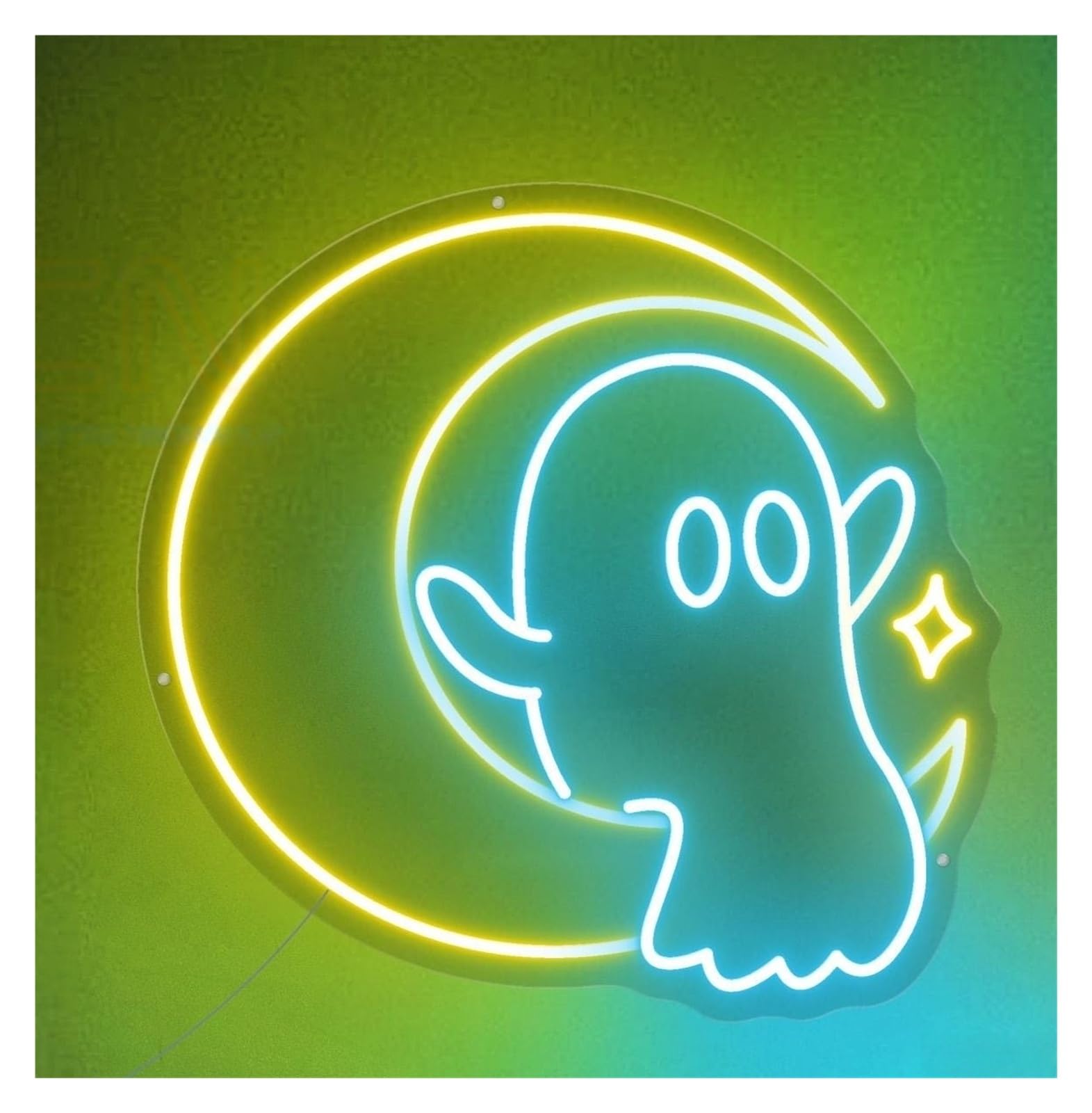 Rongch Style A Hanging Art Signs Ghost Moon Neon Sign Halloween Welcome Gameroom Bedroom Bar Livingroom Birthday Party Wall Decoration 50Cm