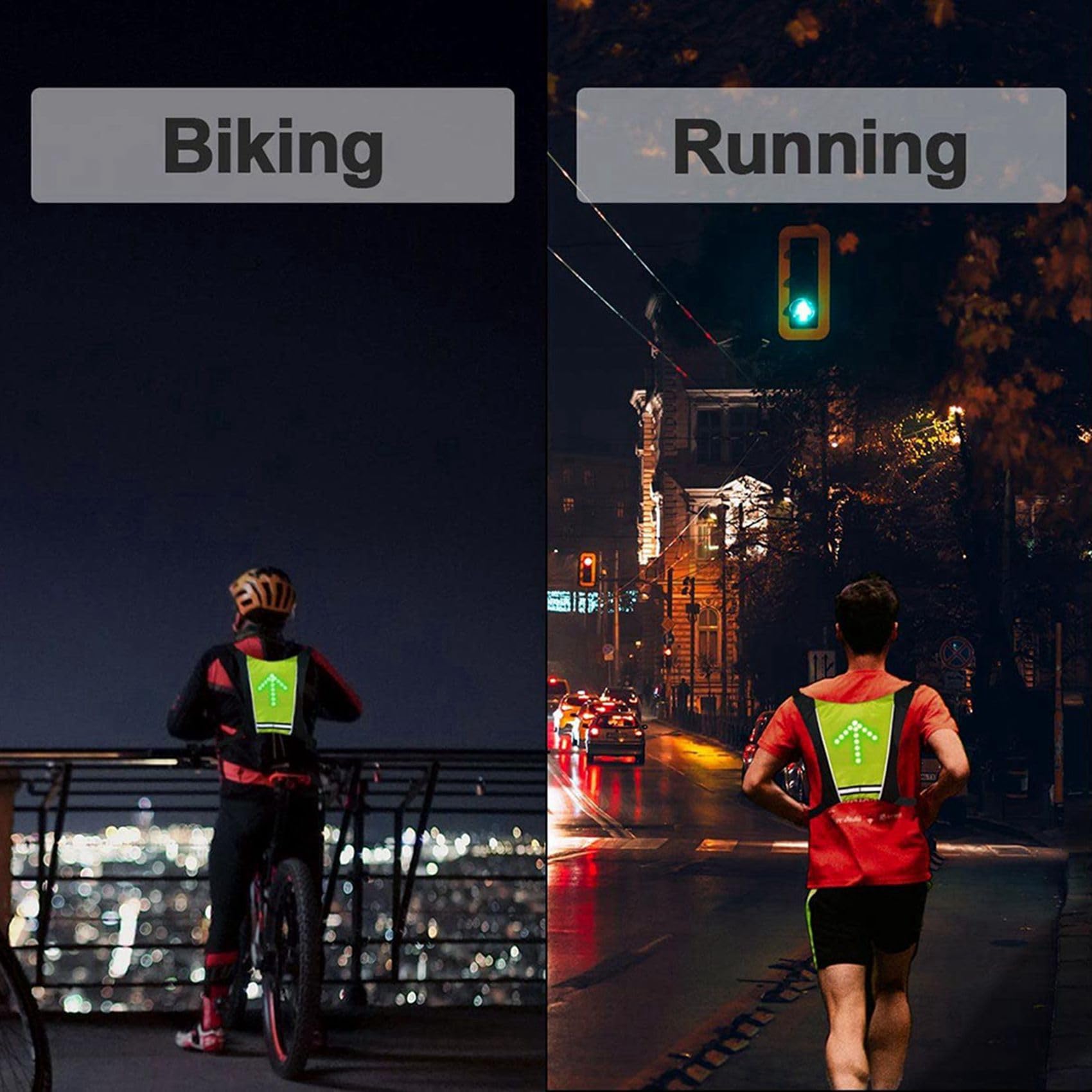 2 x kierunkowskaz rowerowy LED, kamizelka rowerowa z kierunkowskazem LED, odblaskowa kamizelka z kierunkowskazem