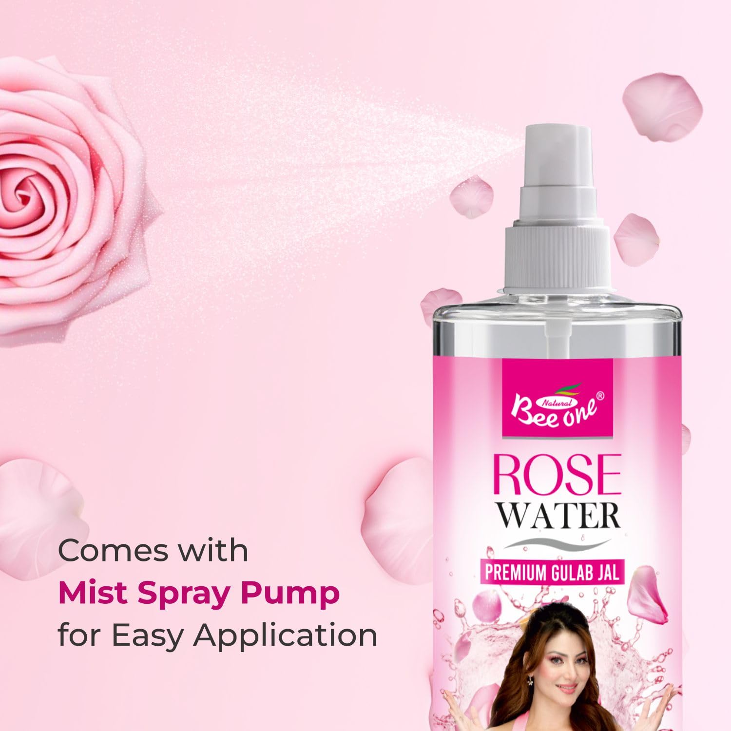 Bee One Rose Water 500ml (Pack of 2) 500ml×2=1000ml | Face Toner & Facial Mist | Hydrating Cleanser spray for Glowing Skin | Gulab Jal for Pore Care, Brightening & Moisturizing | Alcohol & Paraben Free | All Skin Types 3