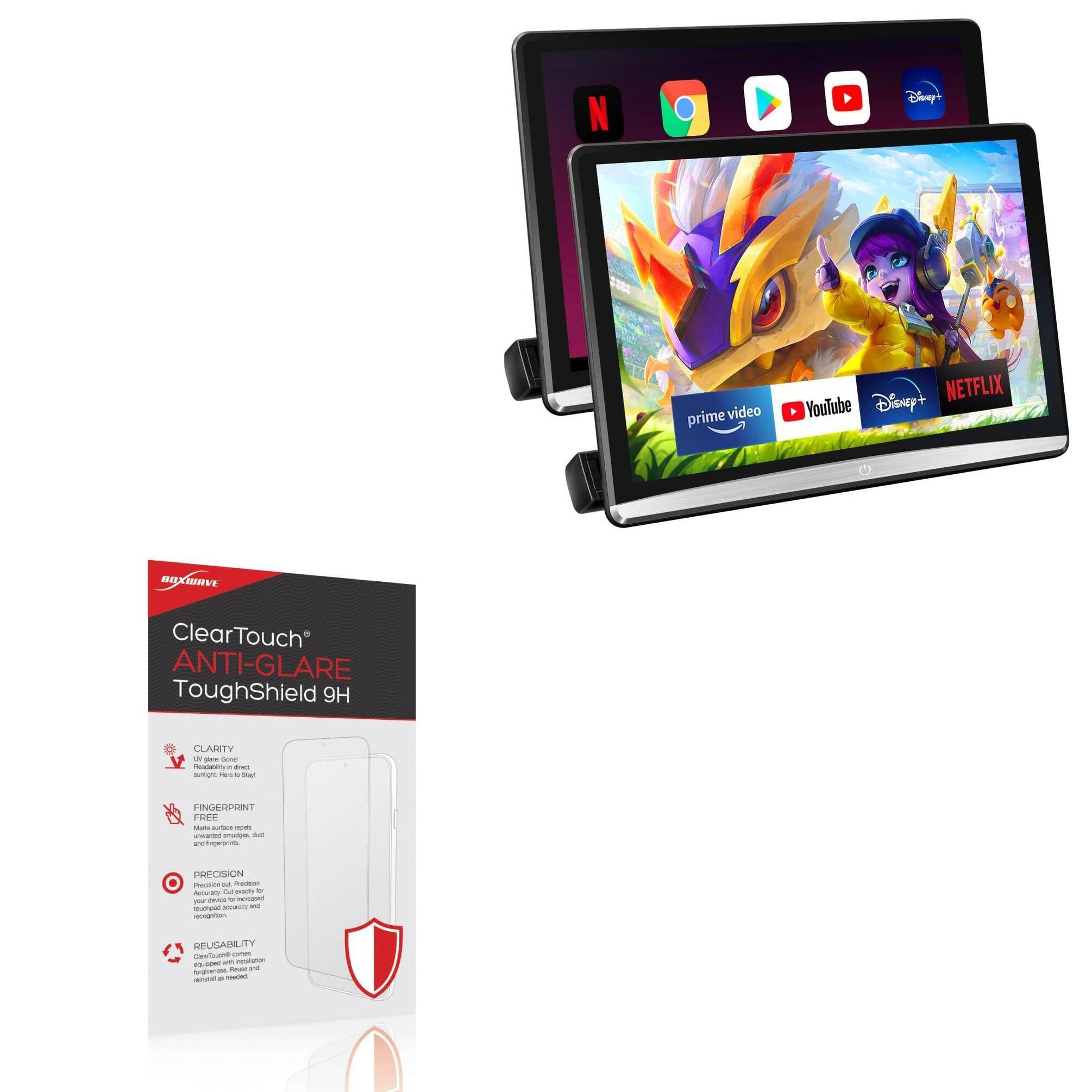 BoxWave Screen Protector Compatible with Seventour 12.4 in Portable Car Monitor (2G Ram + 32G ROM) - ClearTouch Anti-Glare ToughShield 9H (2-Pack), Anti-Glare 9H Tough Flexible Film Screen Protector