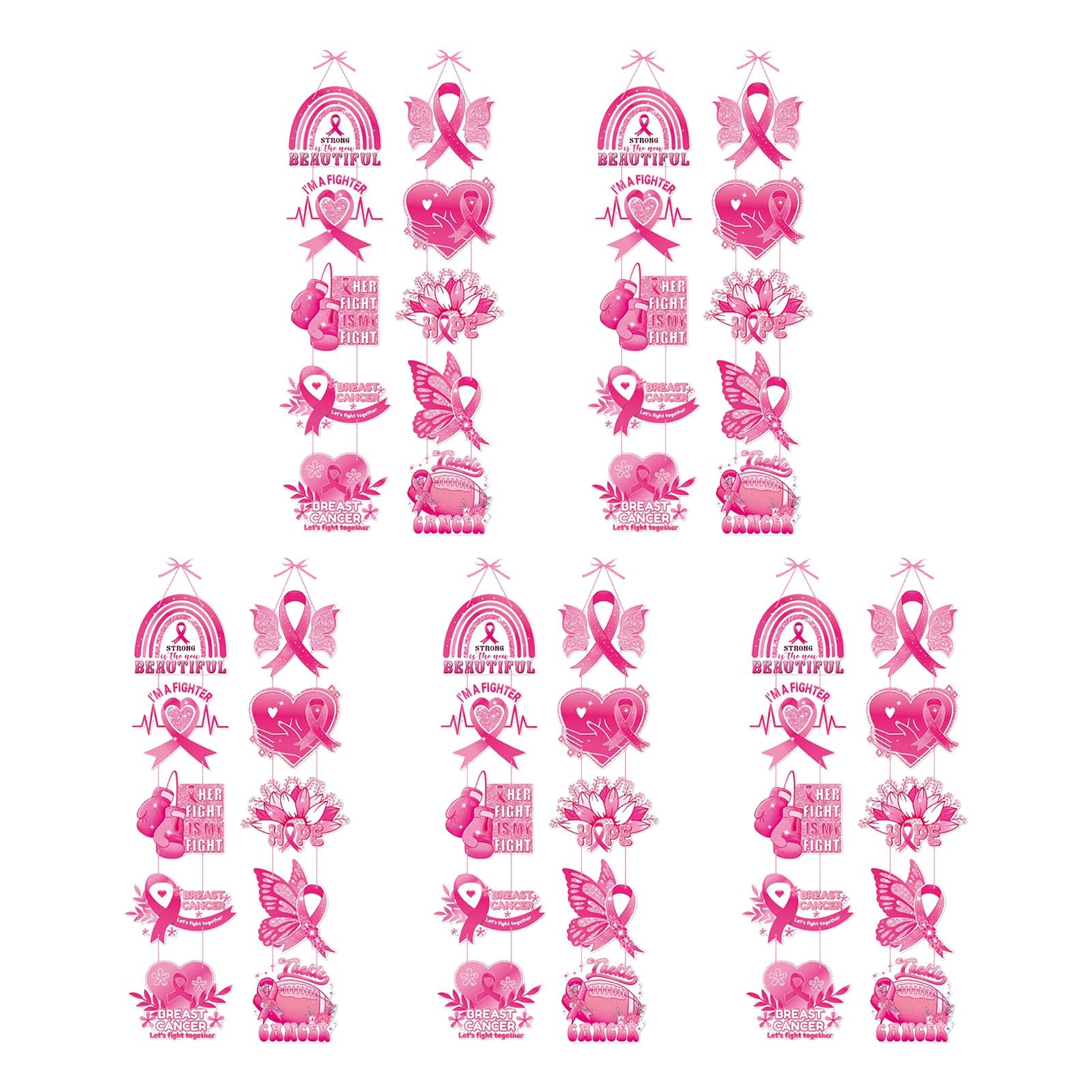 Tsophreniq 1Pair / 2Pairs / 3Pairs / 5Pairs Themed Door Decorations for Breast Cancers Awareness Month with Attached Ribbons Ribbon Door Hangers