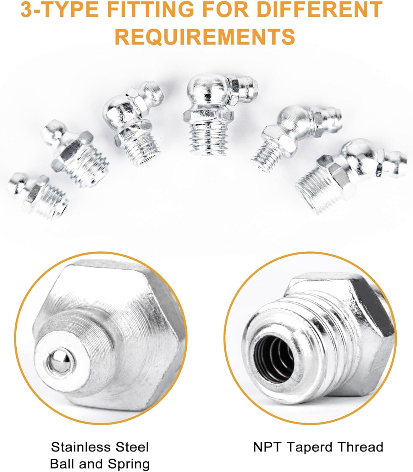 VIGRUE 280Pcs Grease Fittings Kit 1/4-28 1/8-27 M6 M8 M10 SAE & Metric Zerk Grease Fittings Assortment with Straight, 45, 90 Degree for Automotive, Industrial Use