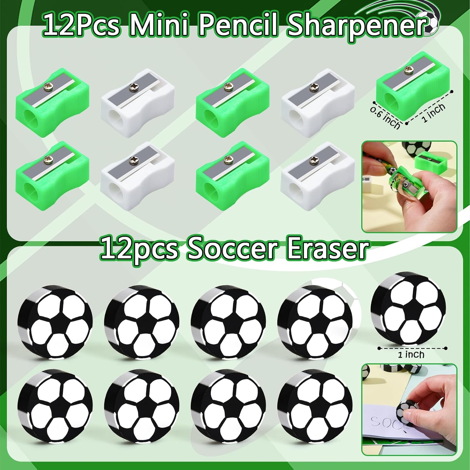 Soccer Party Favors Birthday Supplies School Stationery Bulk - Mini Notebook Pencil Eraser Bookmark Sharpener Bag Sticker, Goodie Stuffer Pinata Filler Boy Kids Soccer Themed Party Supplies - Image 5