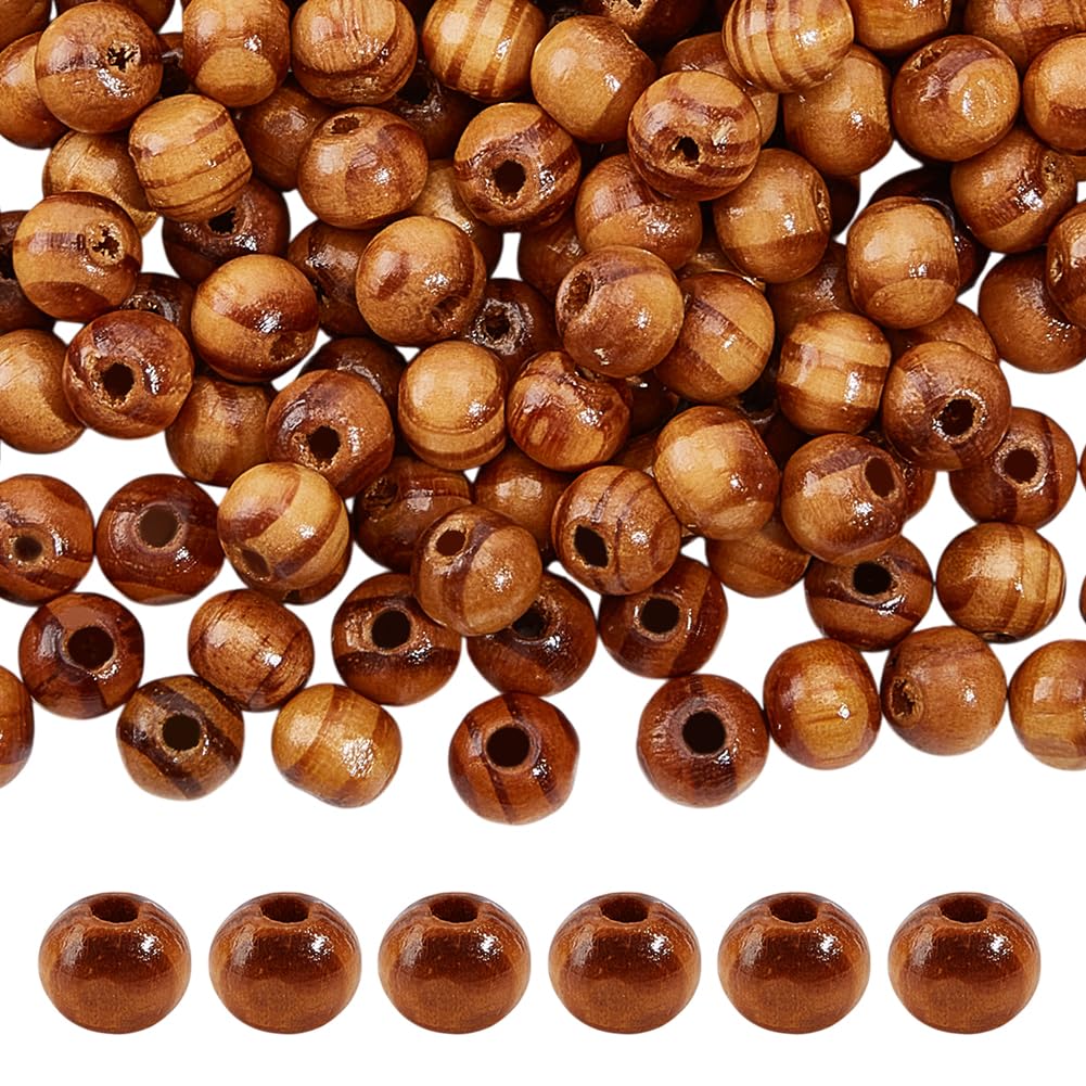 OLYCRAFT 360Pcs 8mm Natural Wood Beads with 2.5mm Hole Wooden Loose Beads Round Wood Bead Small Burlywood Loose Spacer Bead for Bracelet Necklace Jewellery Making Macrame DIY Home Decor