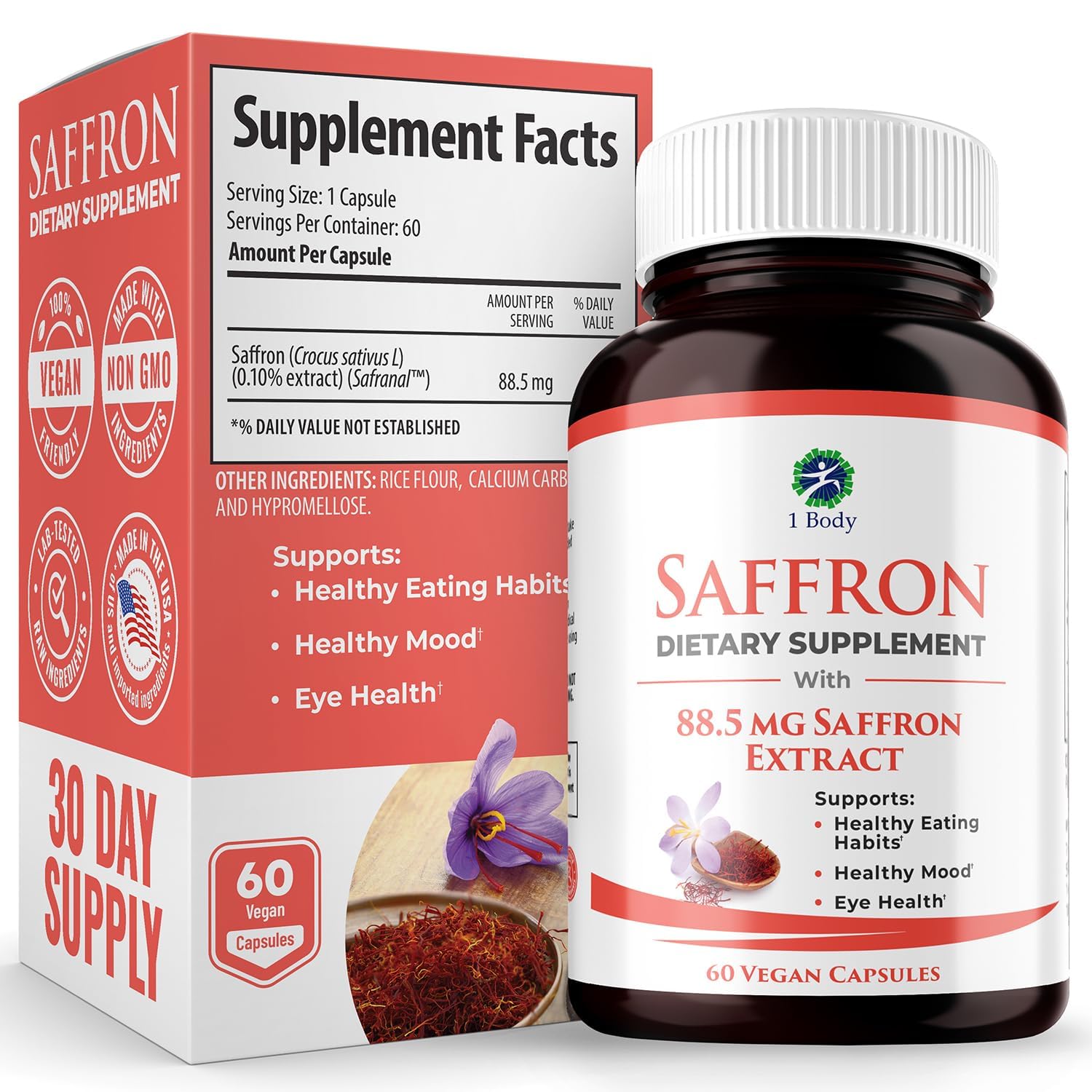 Buy 1 Body Saffron Extract 8825 Antioxidant & Mood Support Saffron
