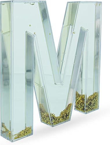 Miniatura 2 de Globo de nieve acrílico relleno de purpurina letra M