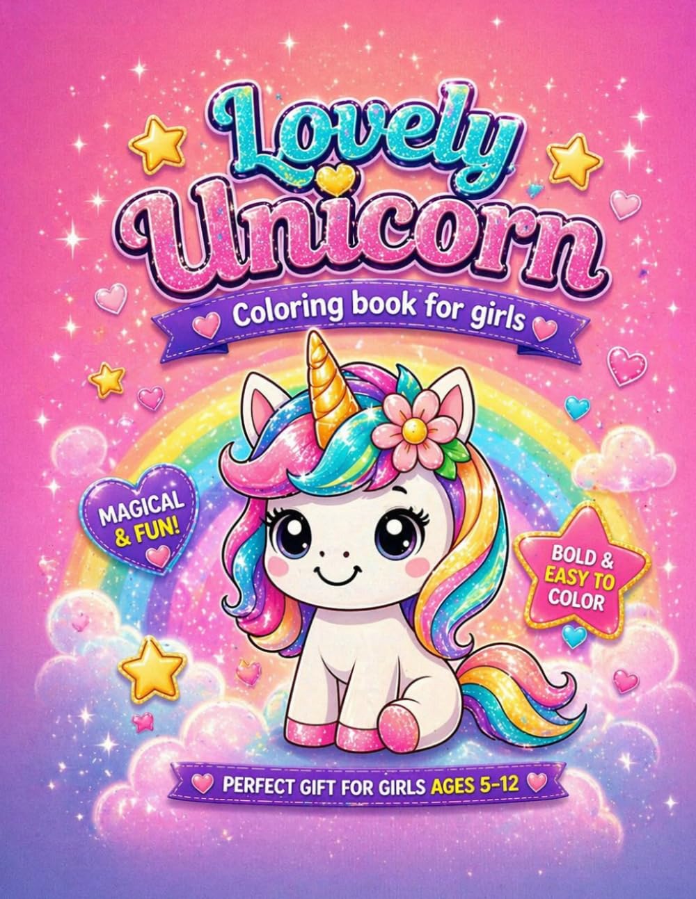 Lovely Unicorn: Colouring Book for Girls (Unicorn Magic World)