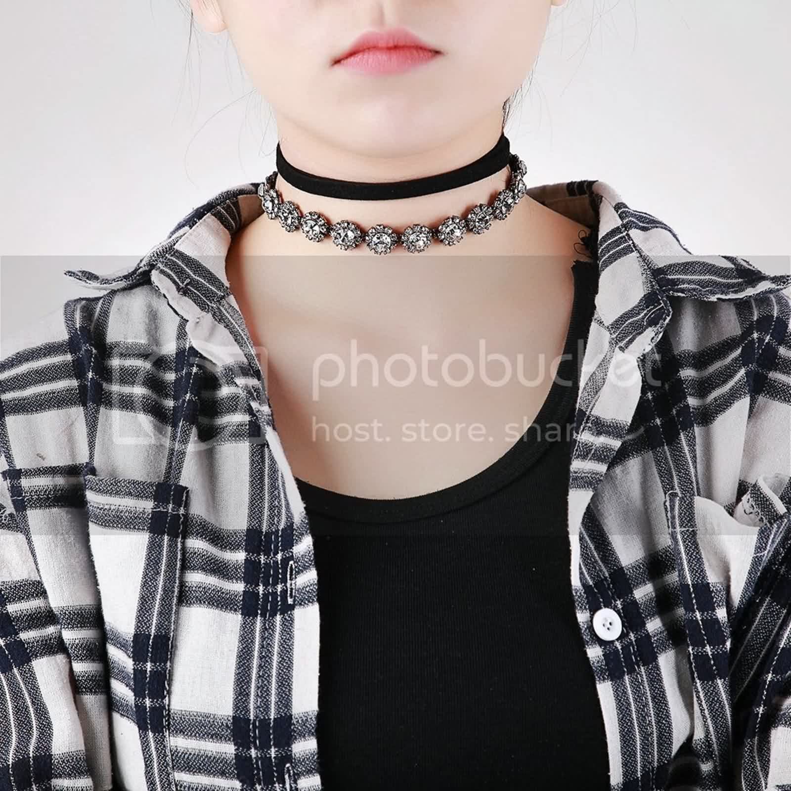 Gargantilla bohemia, collar de terciopelo con flores de cristal, accesorios de disfraz de Halloween, anime, cosplay, regalos góticos para mujeres, Cristal, Circonia cúbica