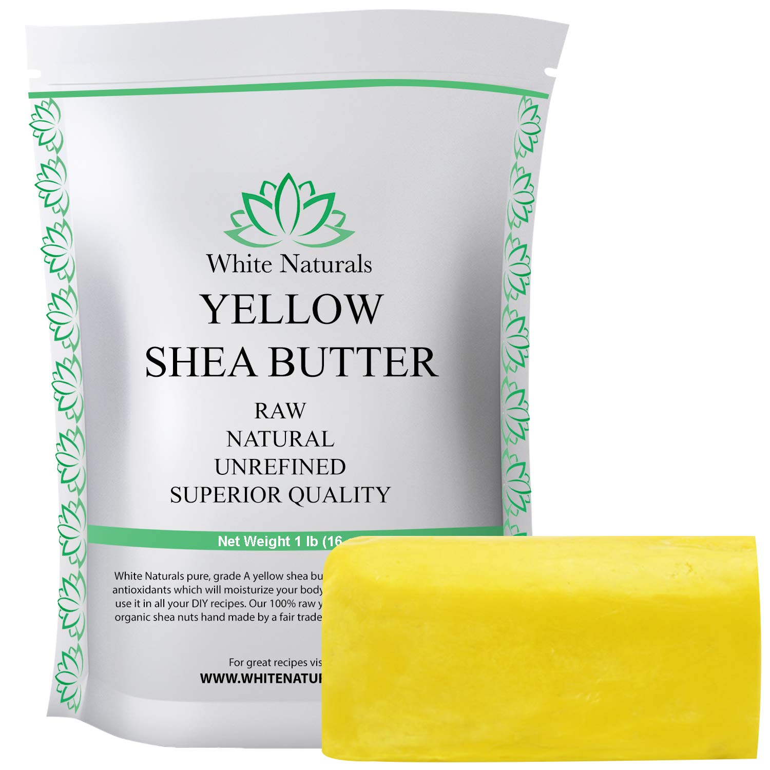 Yellow Shea Butter 16 oz Unrefined, 100% Pure, Raw, Grade A, From Ghana, Africa, Fair Trade, Use As Skin Moisturizer, Lip Balm, Recover Sun Damage, Kids Cream & More! (1 lb)