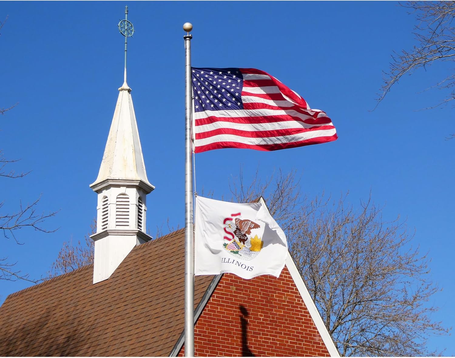 ROTERDON Illinois State Flags 3x5 FT, Embroidered IL State Flag, Outdoor Heavy Duty Illinois Flag with Brass Grommets