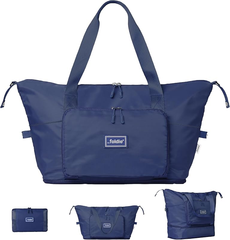 The Foldie Bolsa de viaje plegable para mujer - Bolsa de fin de semana de 40 L con múltiples bolsillos - Bolsa de viaje prescindible para llevar