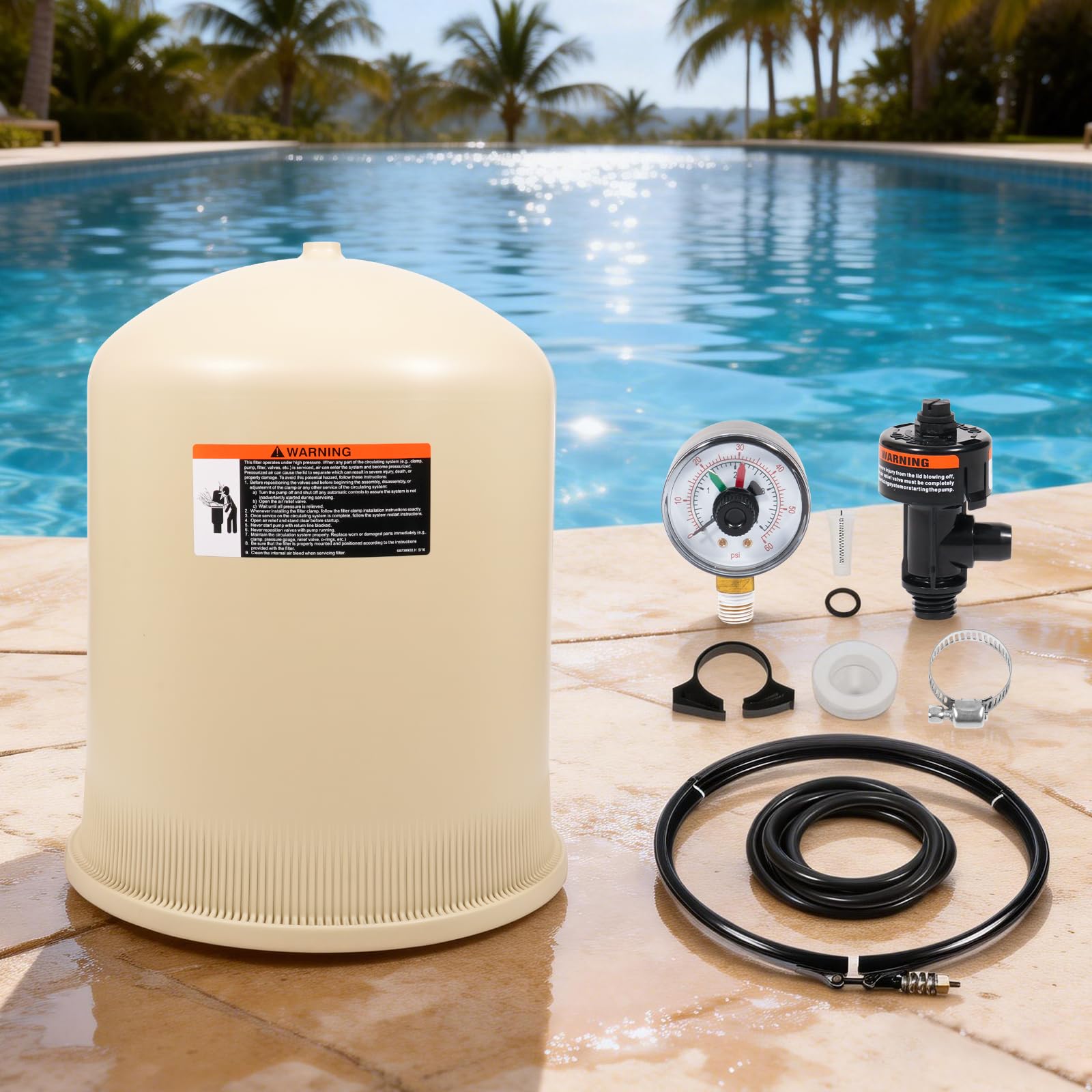 Photo 1 of VORGENS 170022 Tank Lid Assembly Fit for Pentair 180009 FNSP60, Pool Filter Cover w/190003 Clamp Kit, 39010200 O-ring, 98209800 Air Relief Valve - Tank Cover Replace 4600-0022 622793 (1 Year Warranty)