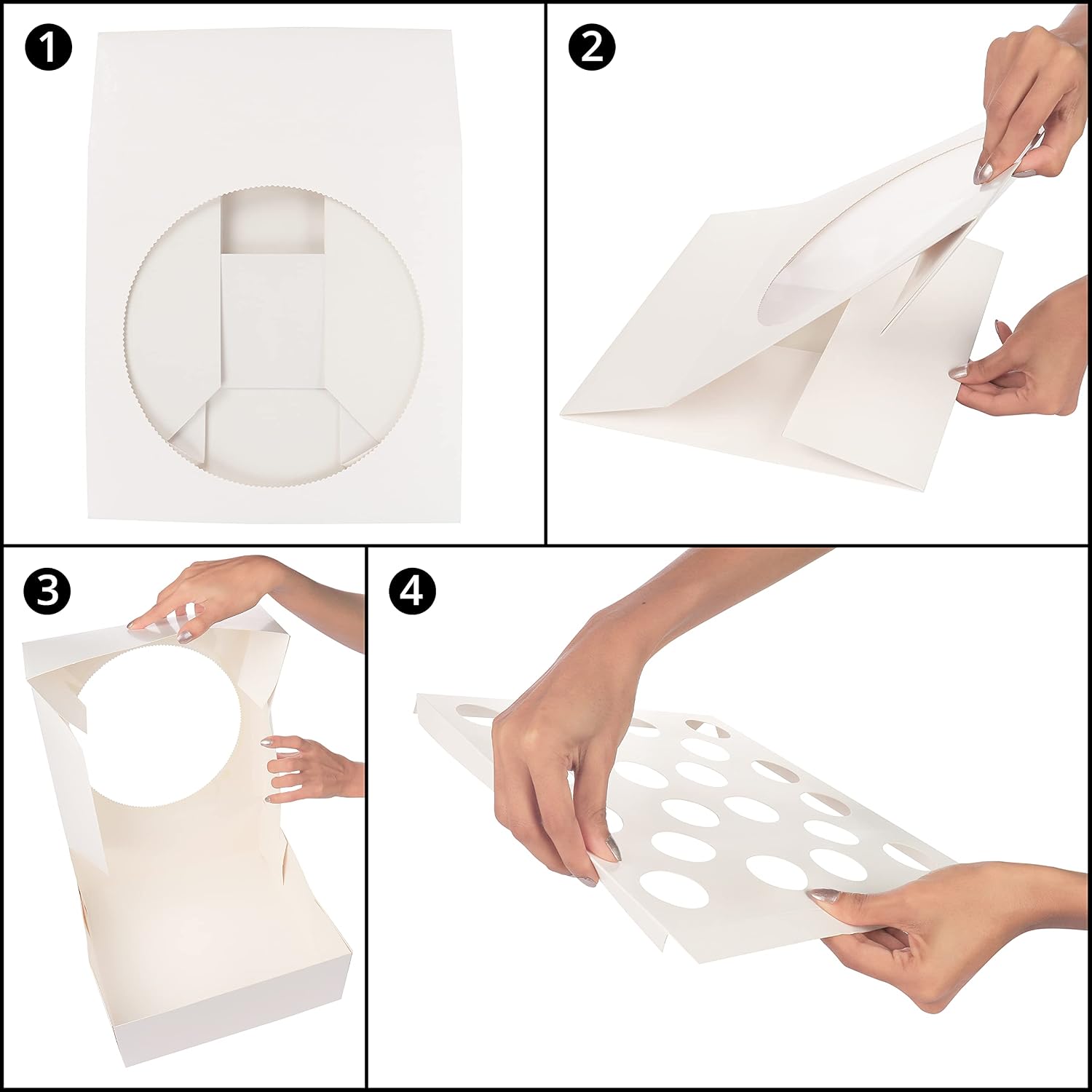 Kurtzy White Cardboard Cupcake Boxes with Clear Plastic Windows (5 Pack) - Image 5