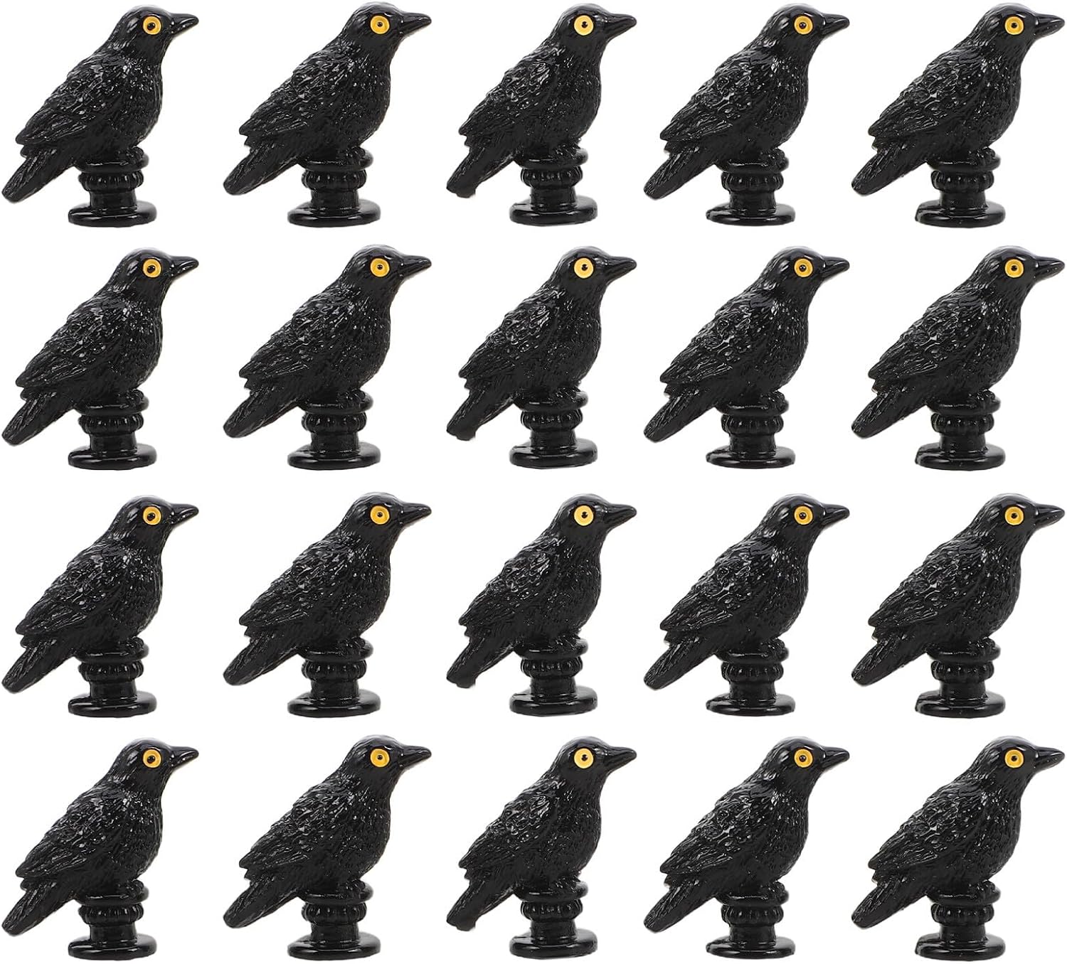 30pcs Halloween Miniature Raven Figurines Black Resin