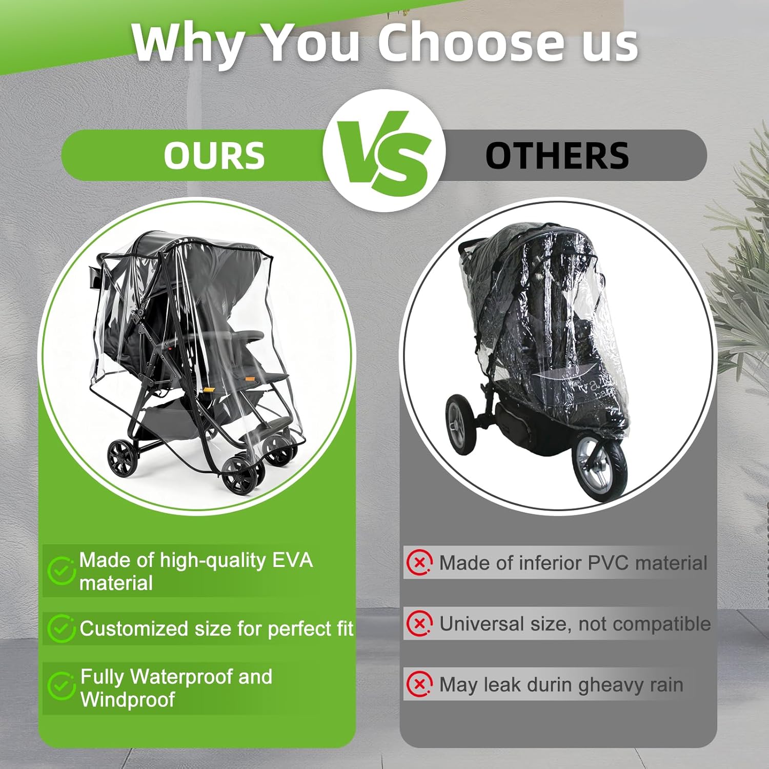 Rain Cover for Zoe Twin Double Stroller, Custom Fit Waterproof Stroller Rain Cover with Clear EVA, Ventilation Holes & Side Zipper, Easy Install & Compact Storage (Jogger not Included)
