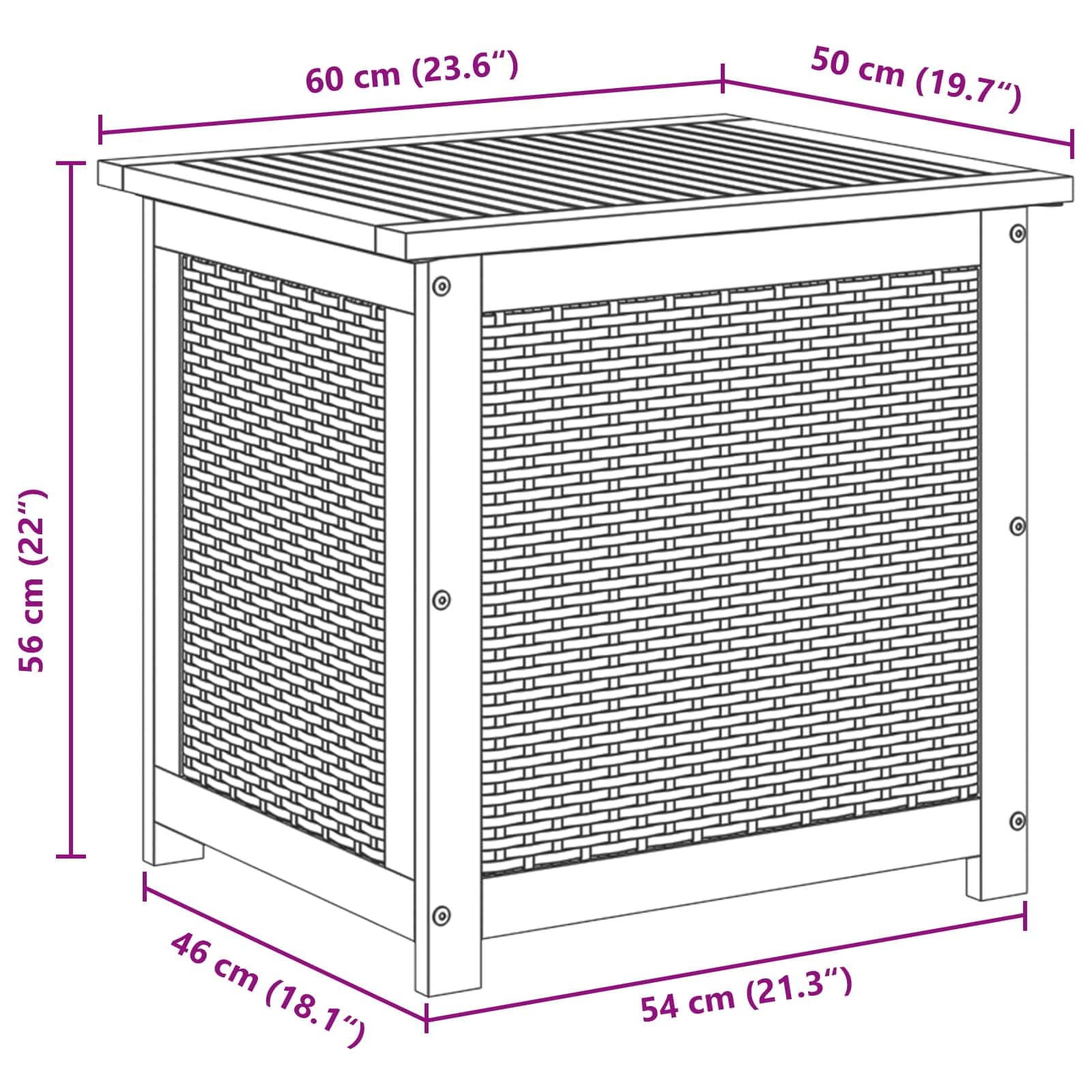 vidaXL Scatola di Stoccaggio per Giardino 185 L 60 x 50 x 56 cm Nero