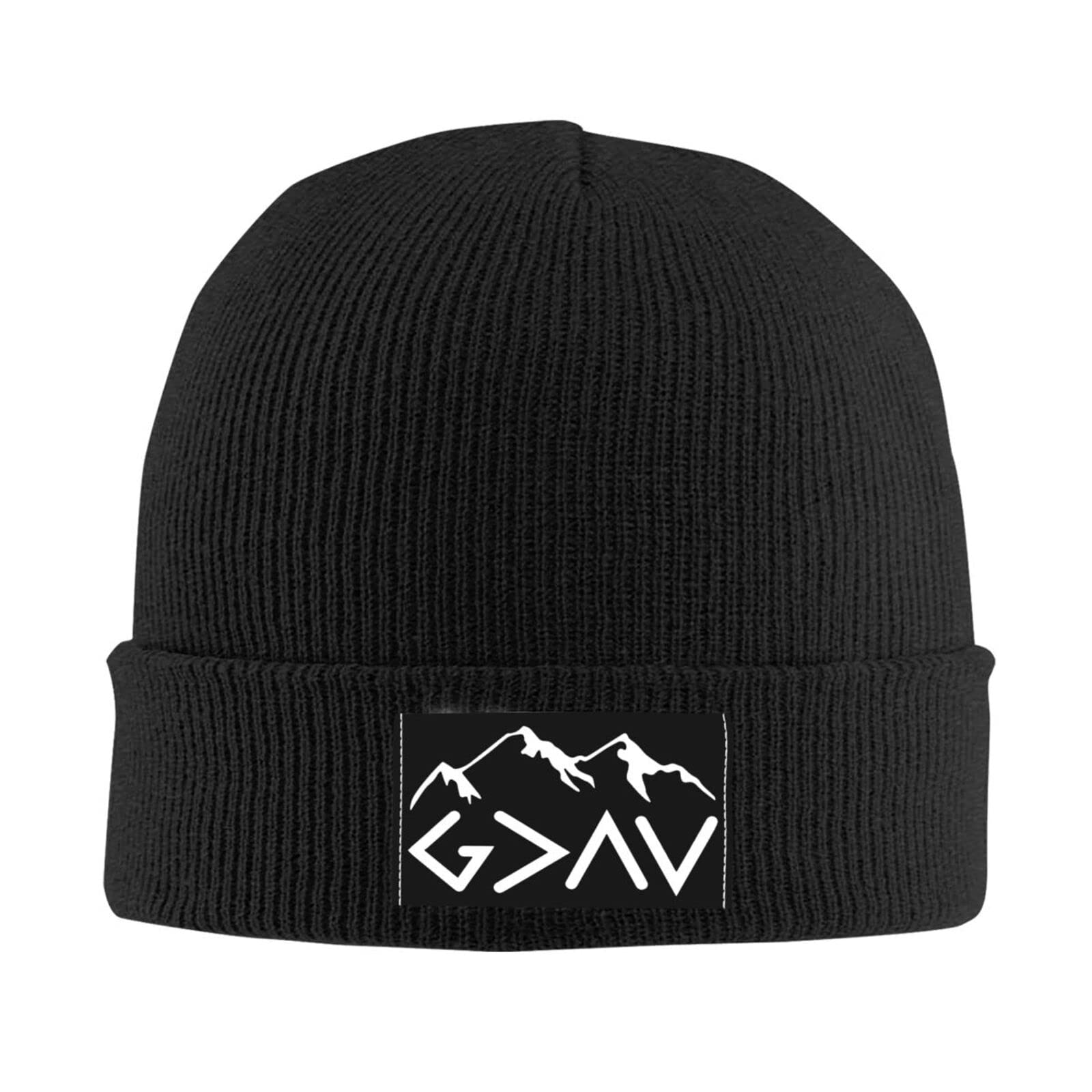 Peiyeety God is Greater Than The Highs and Lows Unisex Fashion Warm Knit Hat Beanie Hat Warm Pullover Hat Black