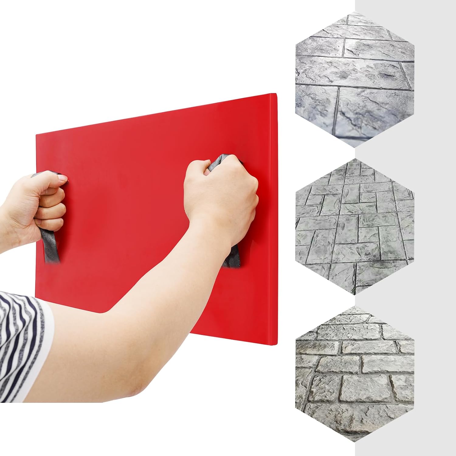 Concrete Stamp Mats, 27.5 * 15.7 inches Concrete Texture Skin Molds Slate Stone Texture Mat, Texturing Tile Pattern Decorative PU Texture Mat w/Handle for Walls Floors Driveways Swimming Pool